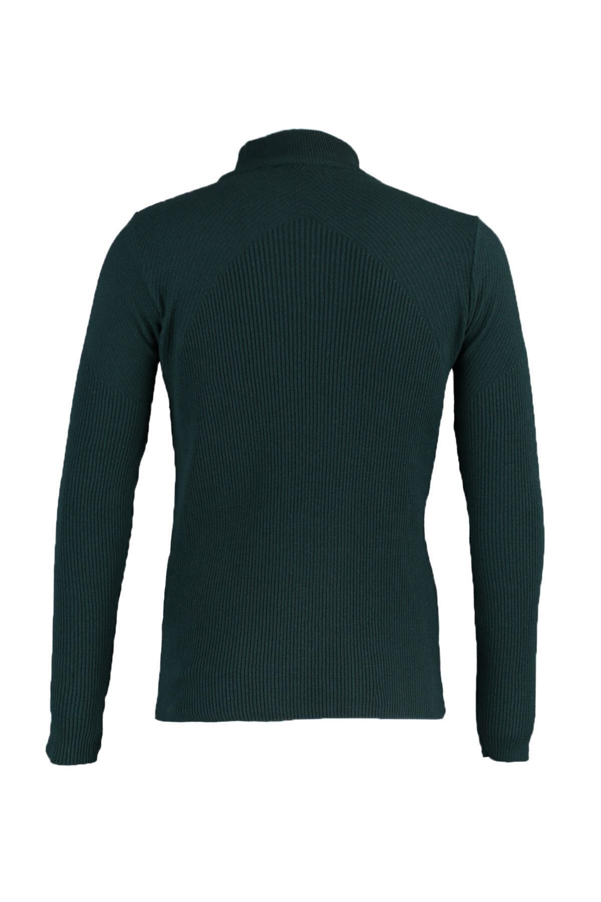Green High Neck Slim Sweater, , large image number 5