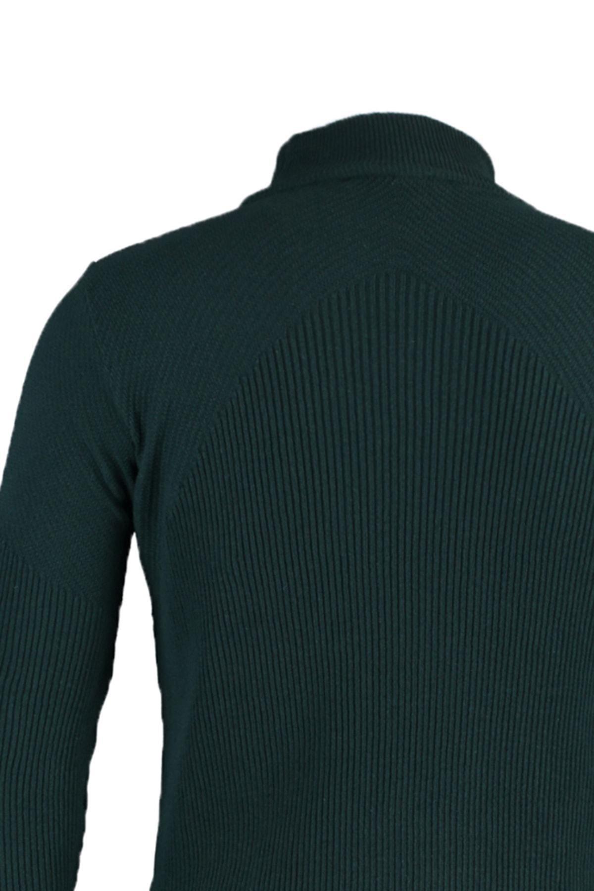 Green High Neck Slim Sweater, , large image number 6