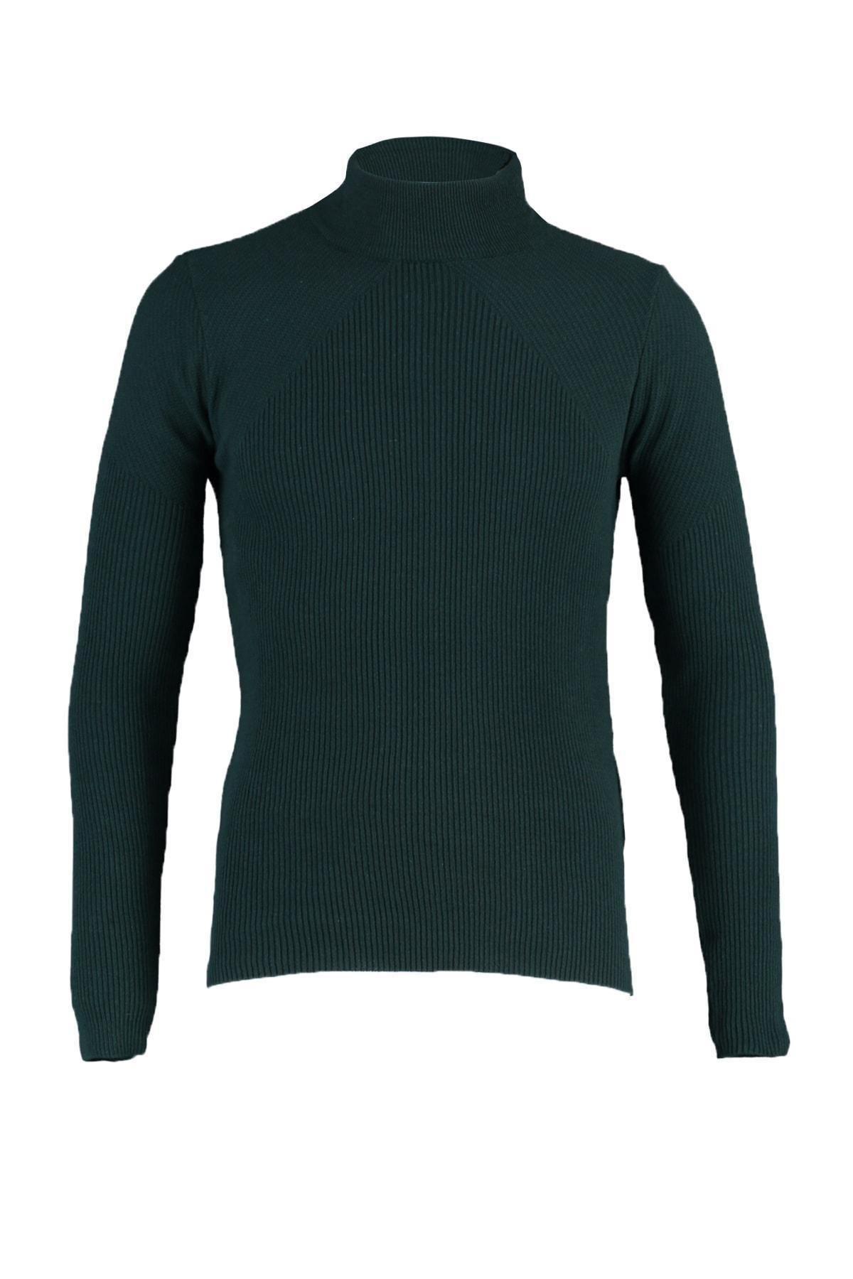 Green High Neck Slim Sweater, , large image number 7