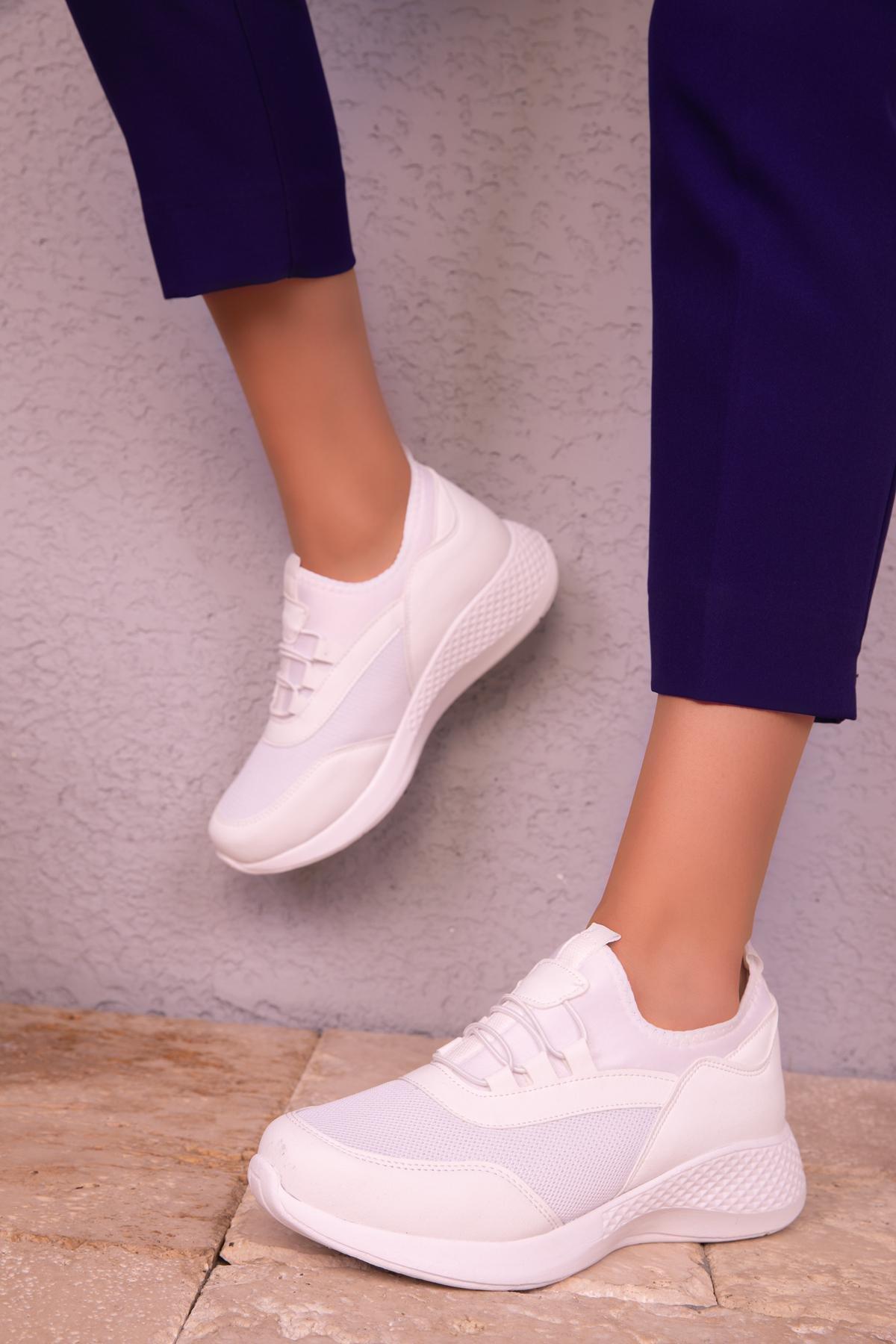 White Elastic Sneakers, , large image number 3