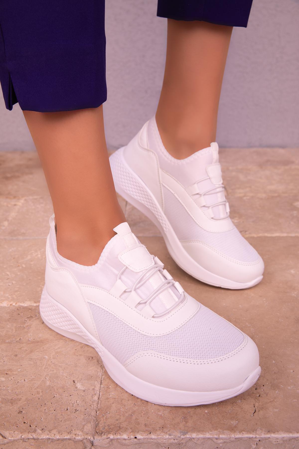 White Elastic Sneakers, , large image number 4