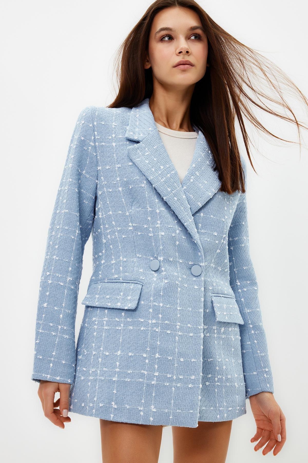 Blue Patterned Blazer, LIGHT BLUE, medium
