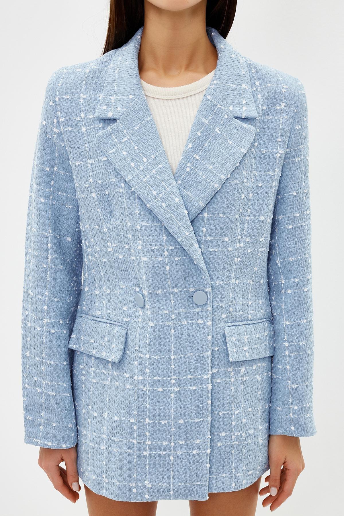 Blue Patterned Blazer, LIGHT BLUE, large image number 3