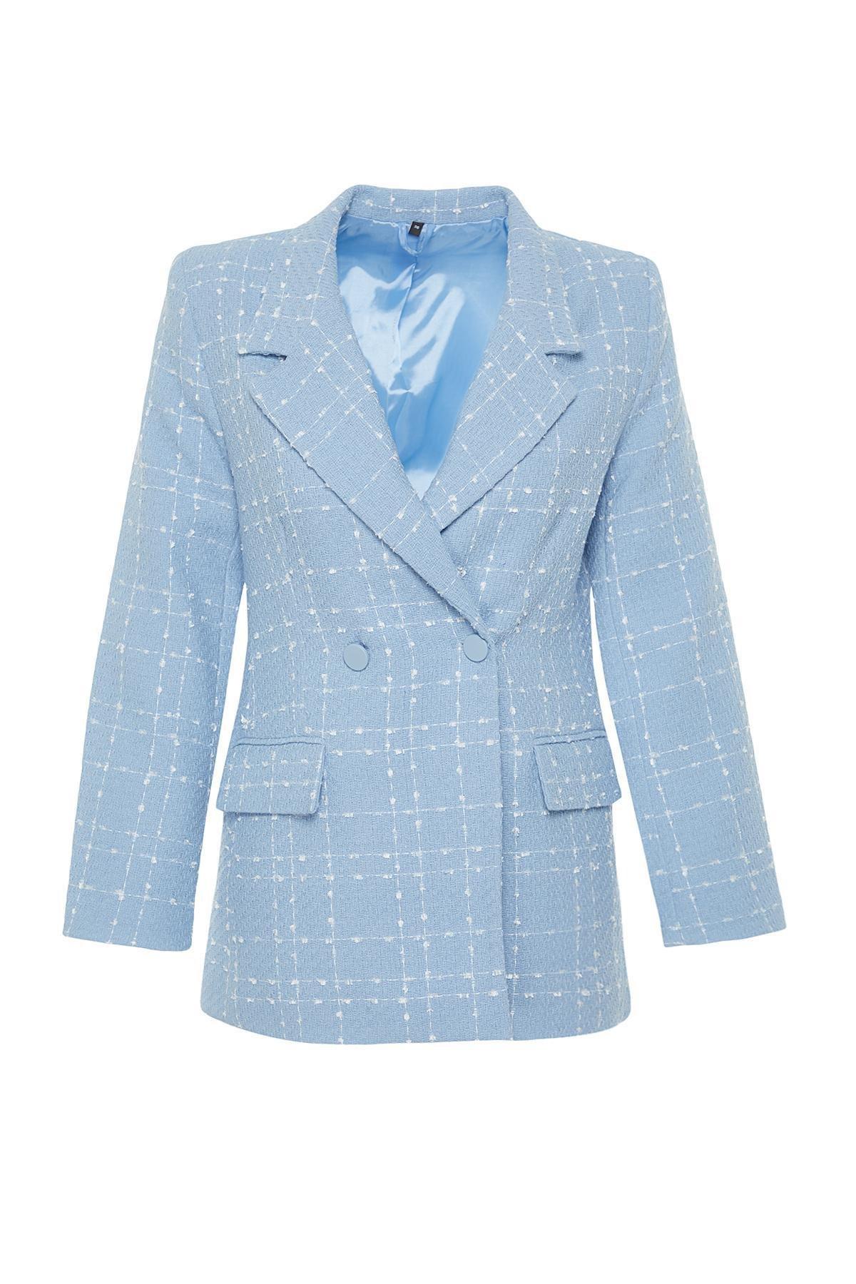 Blue Patterned Blazer, LIGHT BLUE, large image number 5