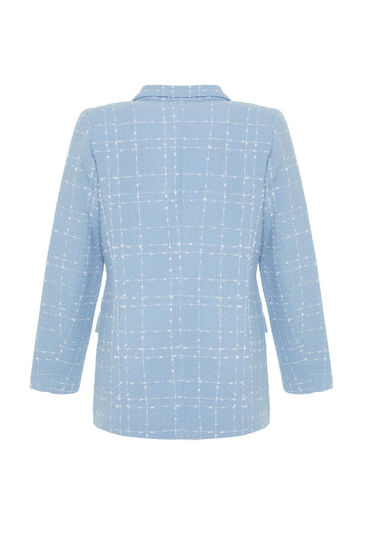 Blue Patterned Blazer, LIGHT BLUE, large image number 6