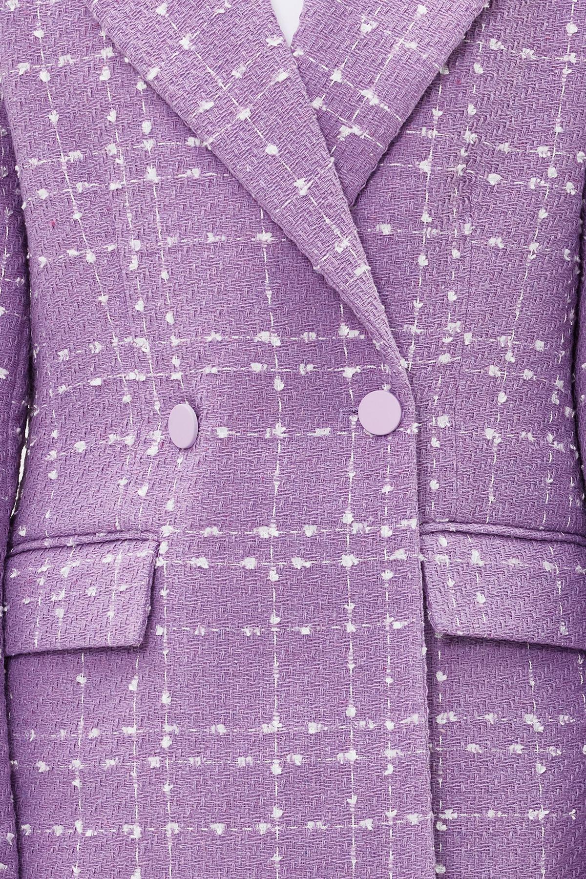 Purple Oversize Woven Plaid Blazer Jacket, , large image number 4