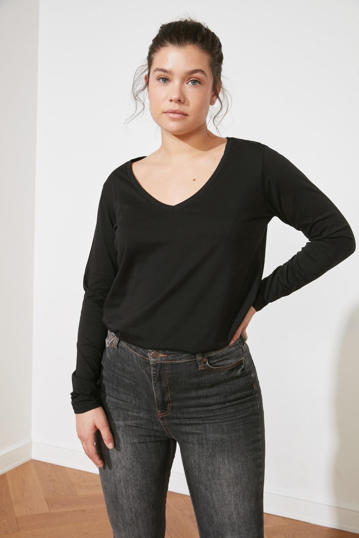 Black Crew Neck T-Shirt, Black, large image number 6