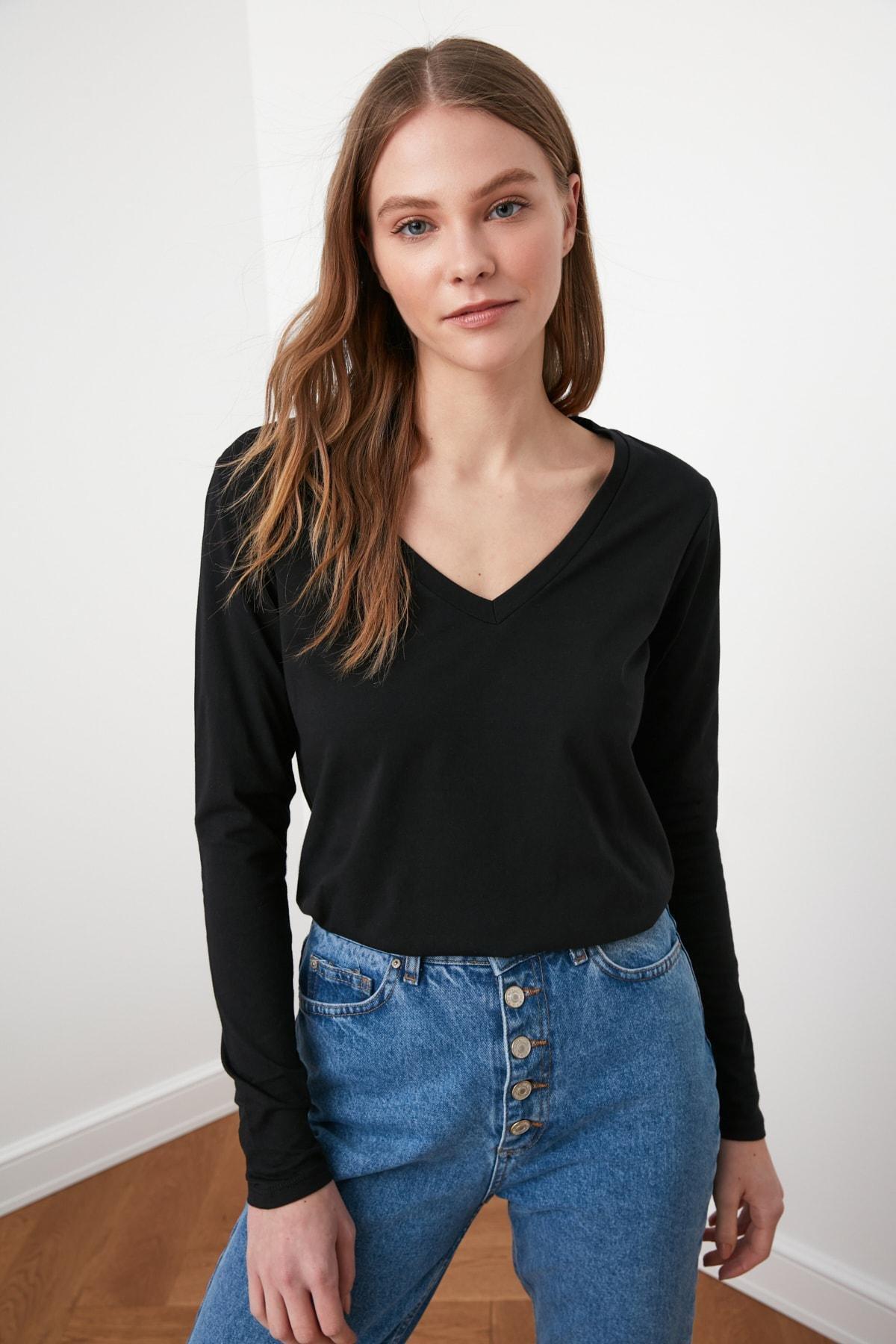 Black Crew Neck T-Shirt, Black, large image number 7