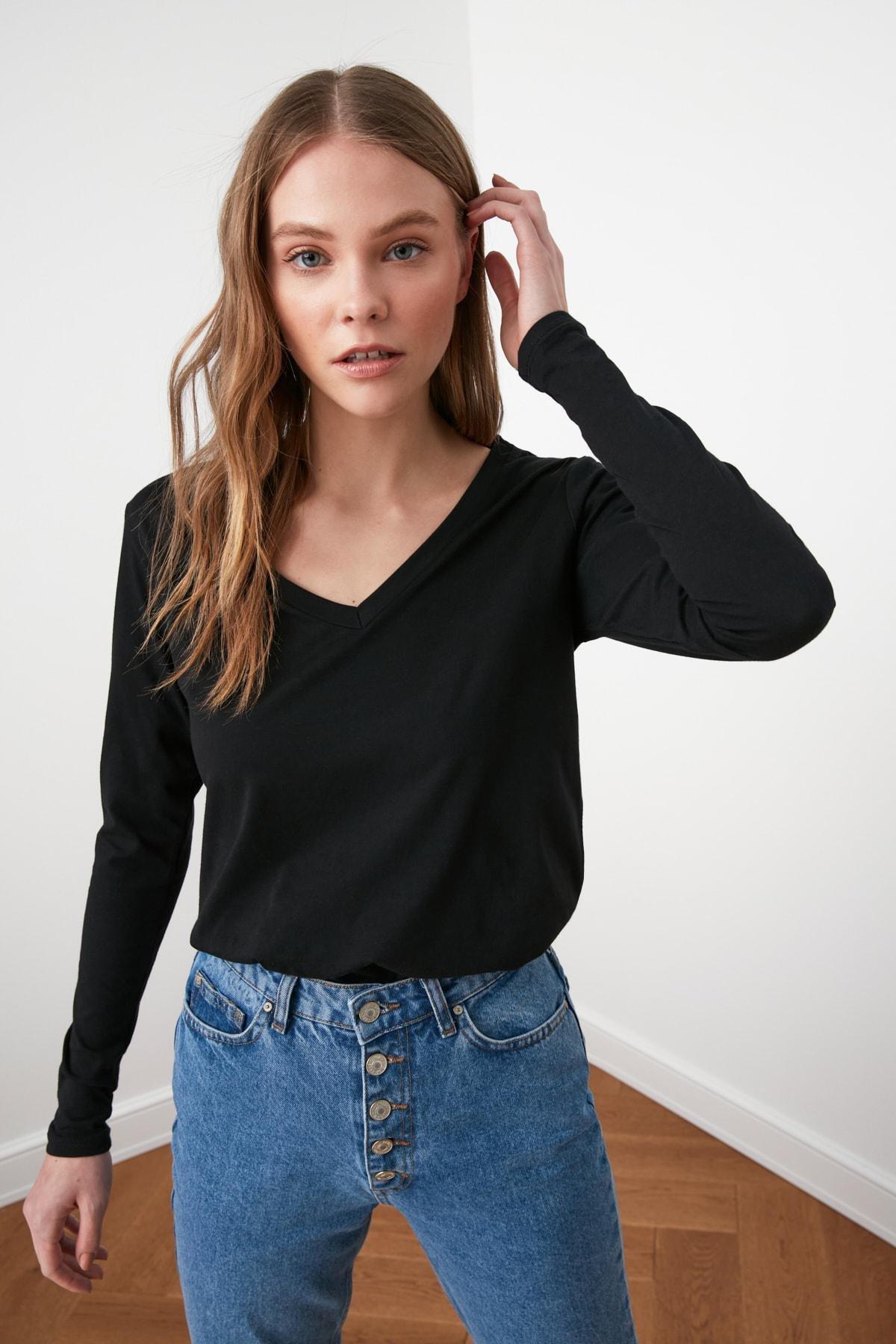 Black Crew Neck T-Shirt, Black, large image number 8