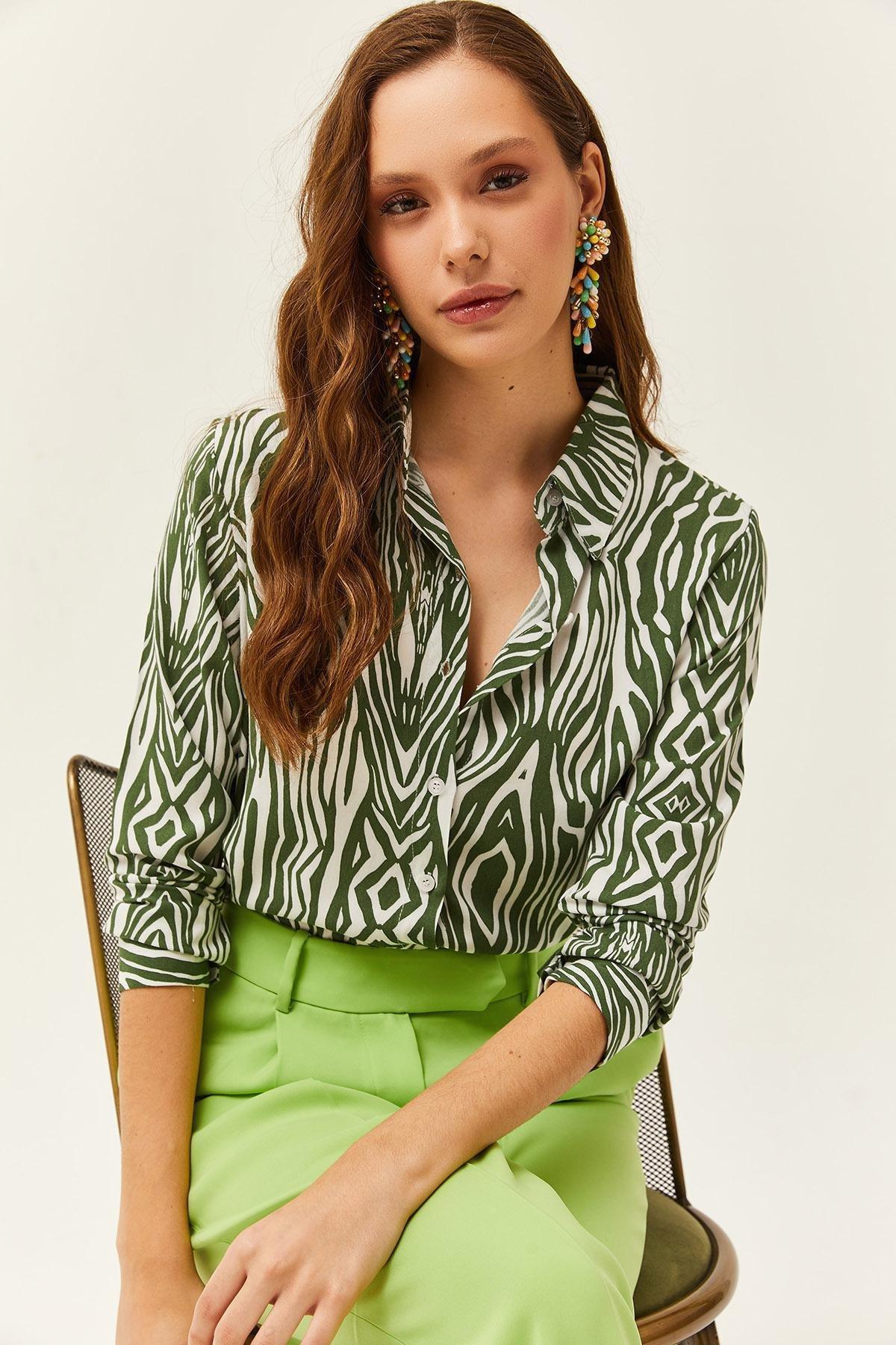 Green Zebra Patterned Shirt, , large image number 0
