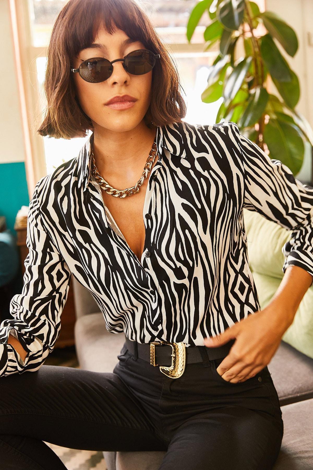 Black Animal Print Shirt, , large image number 2