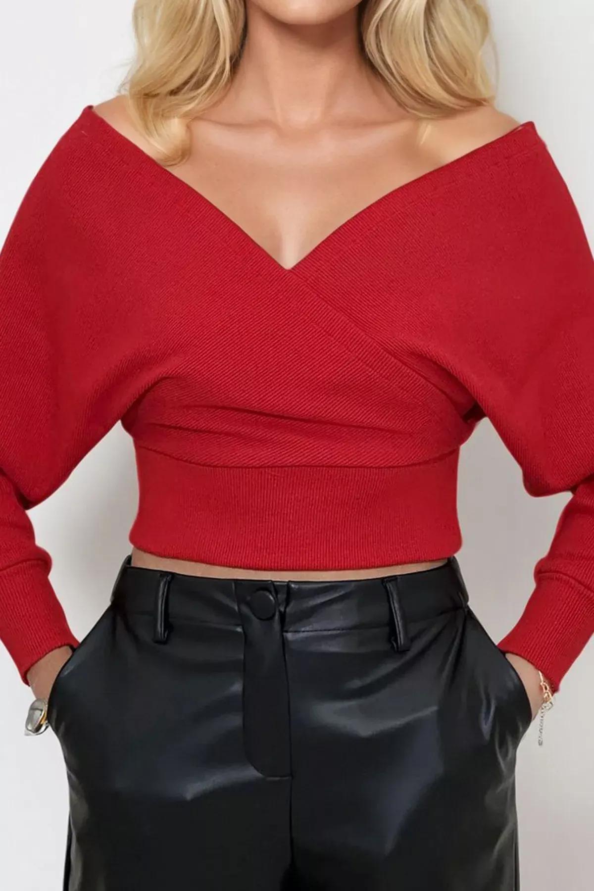 Red Cache-Coeur Blouse, Red, large image number 1