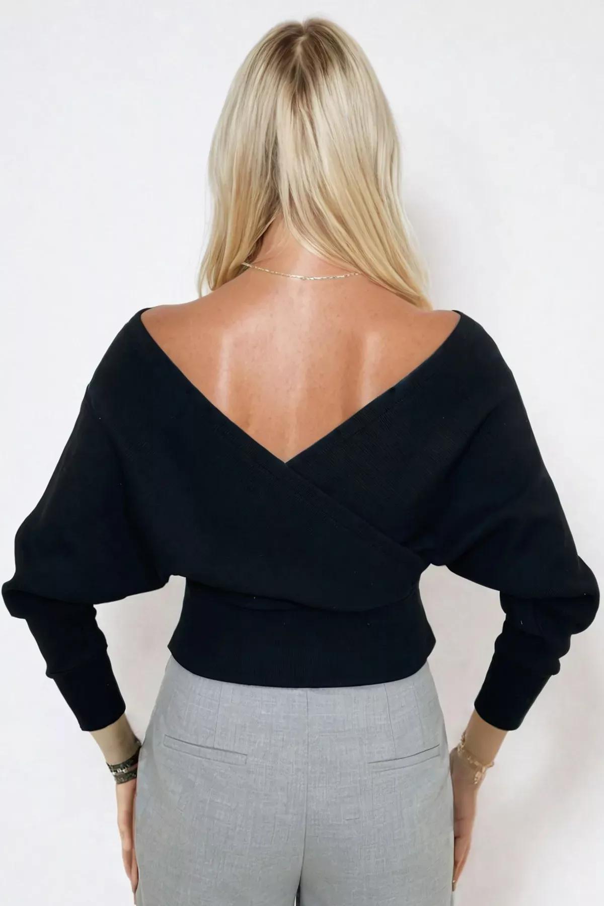 Black Cache-Coeur Blouse, Black, large image number 3