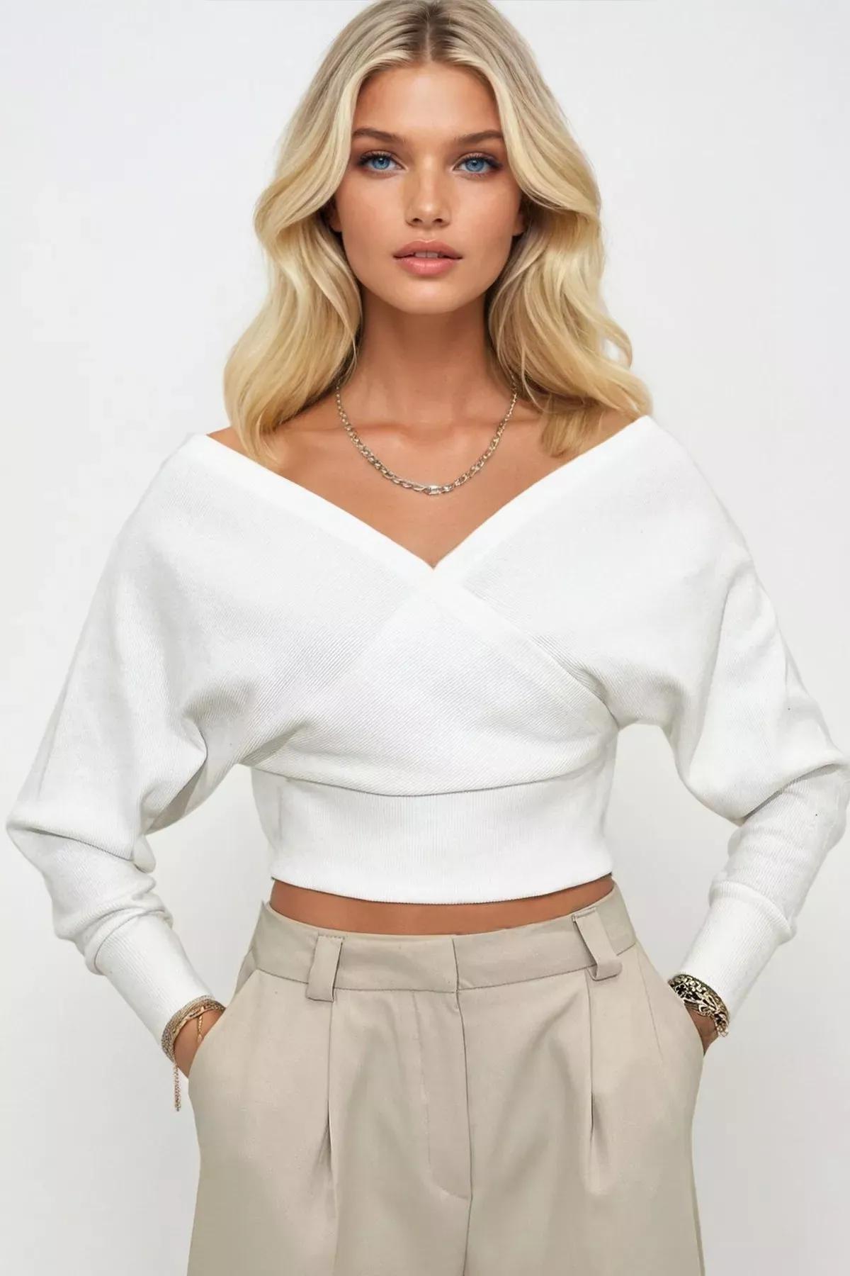 Cream Cache-Coeur Blouse, Ecru, large image number 0