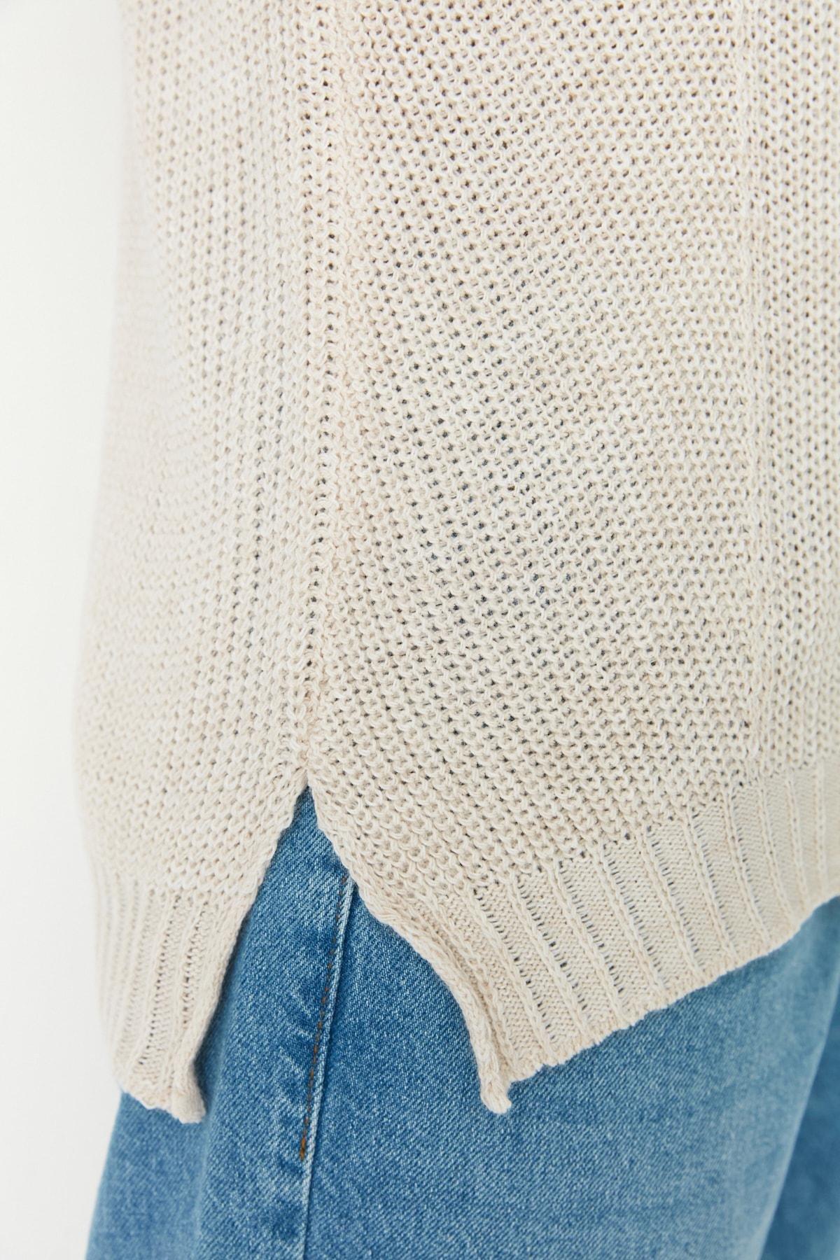 Beige Oversize Crew Neck Sweater, , large image number 2