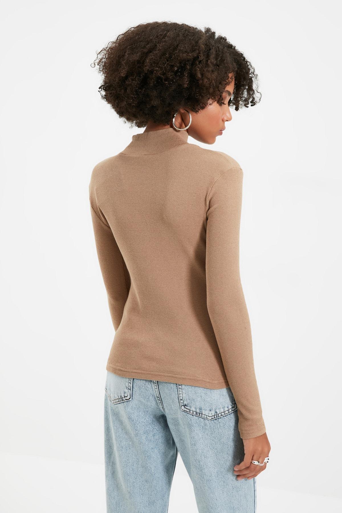 Brown Standing Collar Blouse, Brown, large image number 8