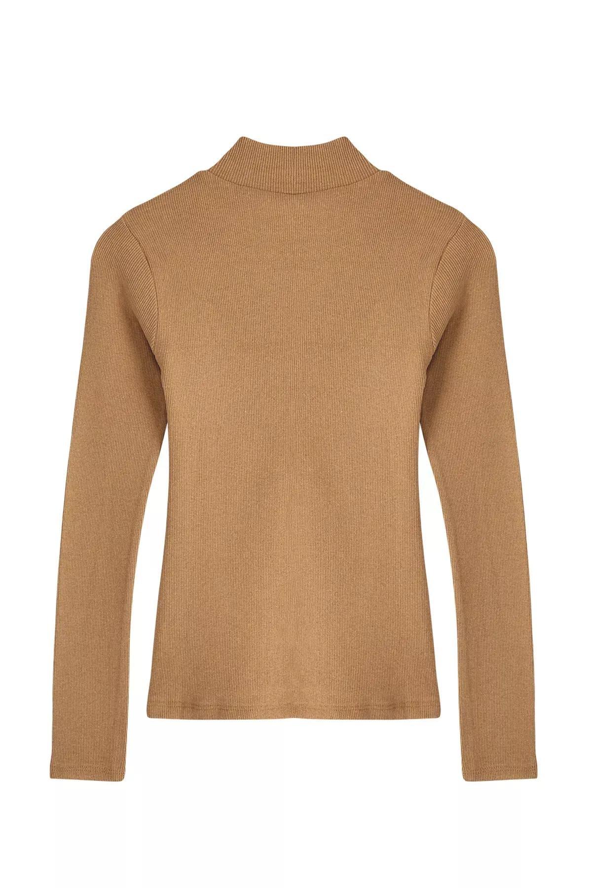 Brown Standing Collar Blouse, Brown, large image number 10