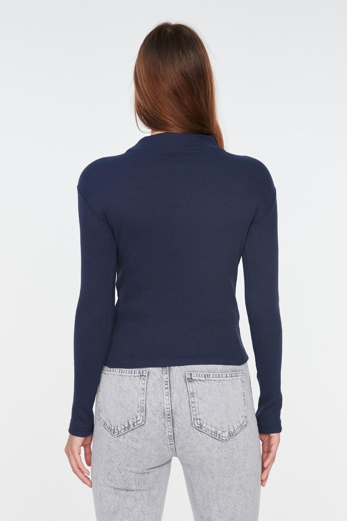 Blue Fitted Blouse, Dark blue, large image number 4