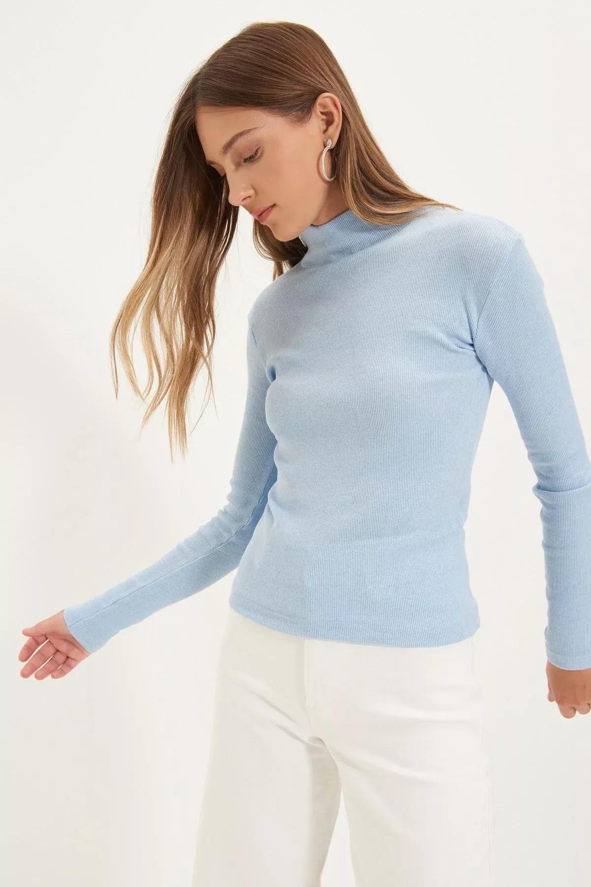 Blue Fitted Blouse, Blue, large image number 3