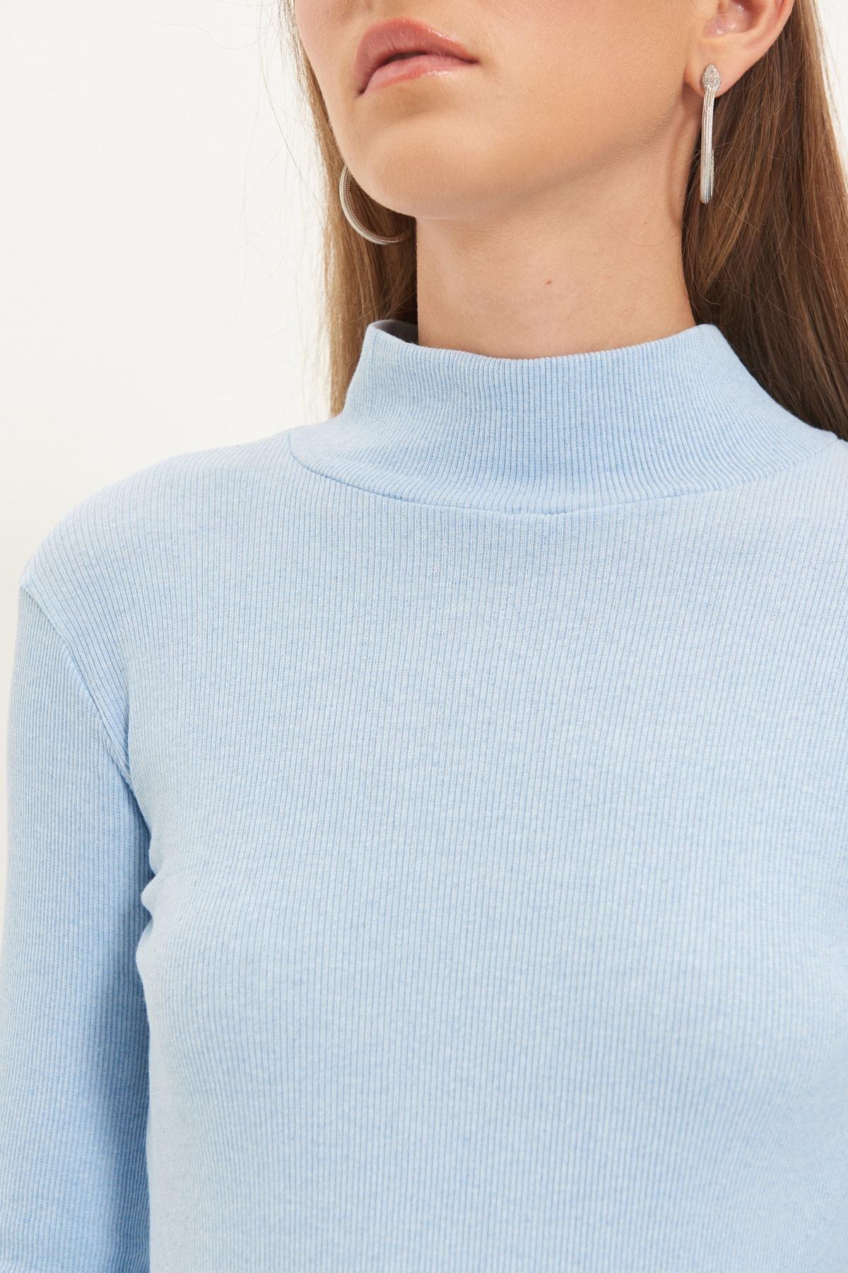 Blue Fitted Blouse, Blue, large image number 4