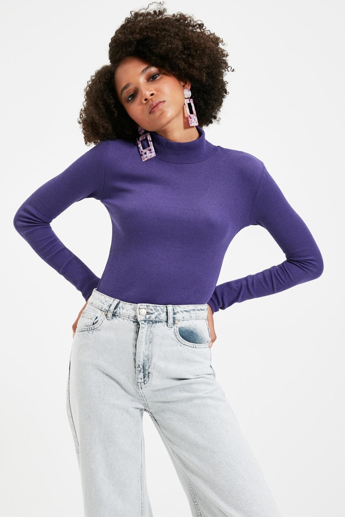 Purple Fitted Blouse, Purple, large image number 5
