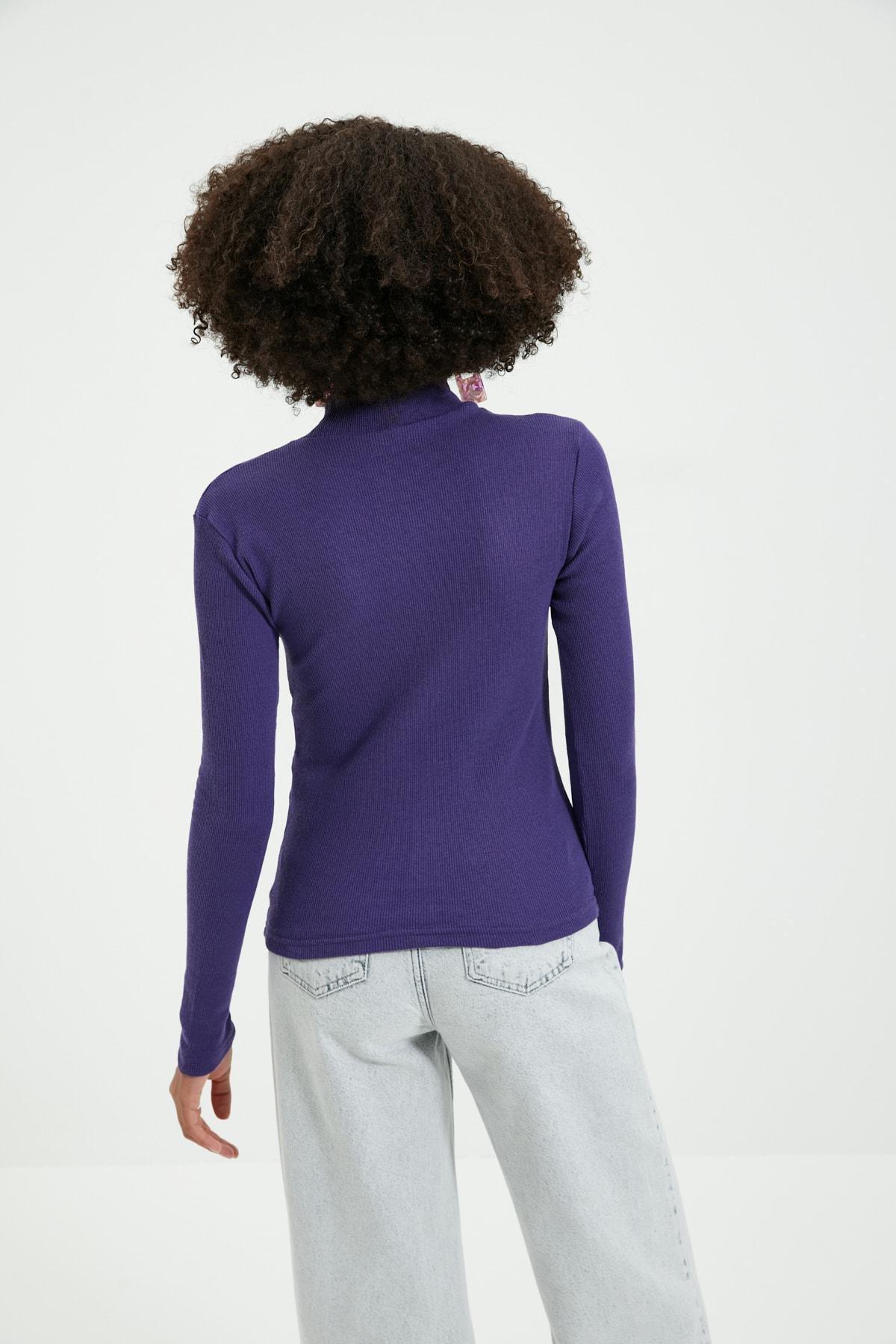 Purple Fitted Blouse, Purple, large image number 6