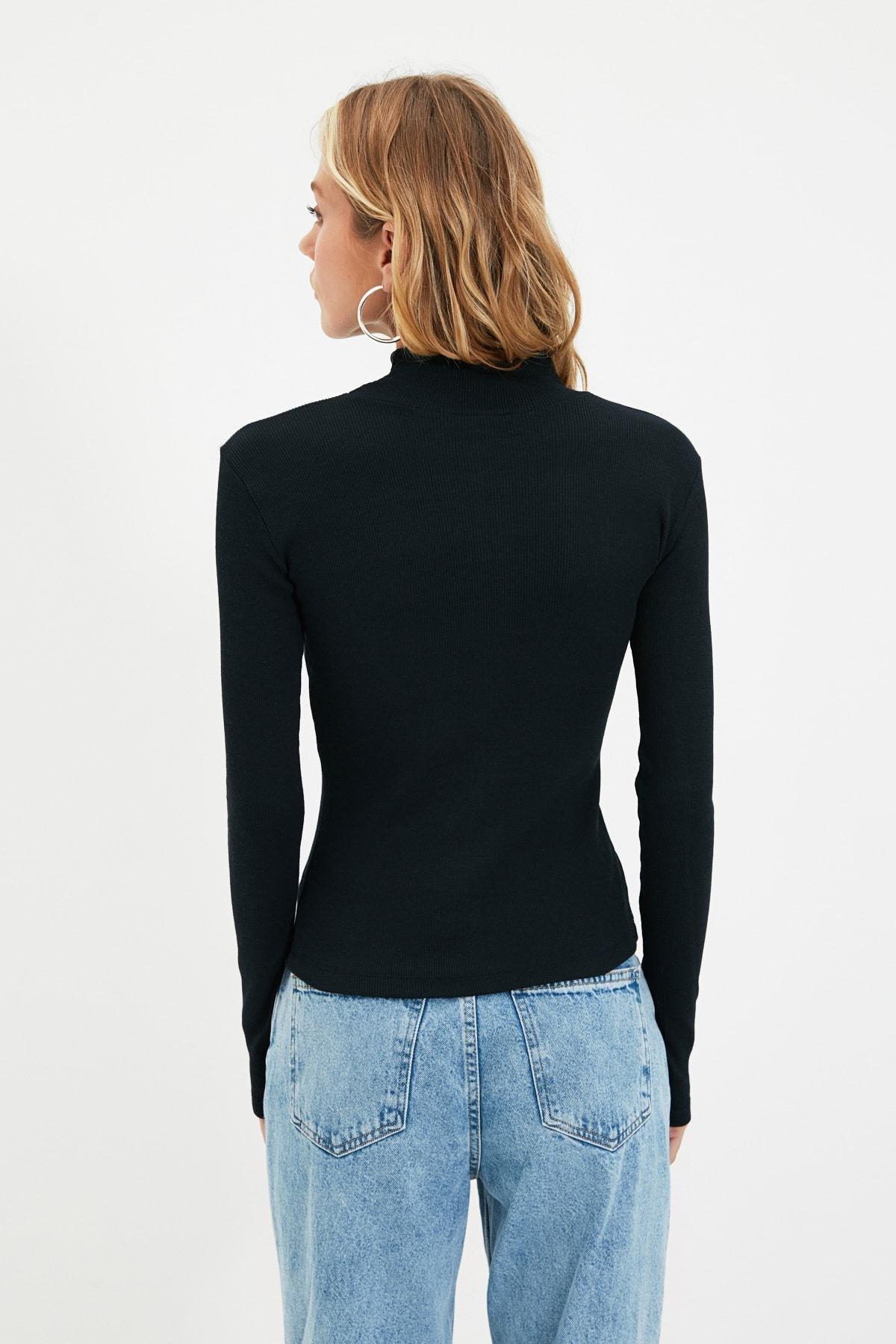 Black Fitted Blouse, Black, large image number 3
