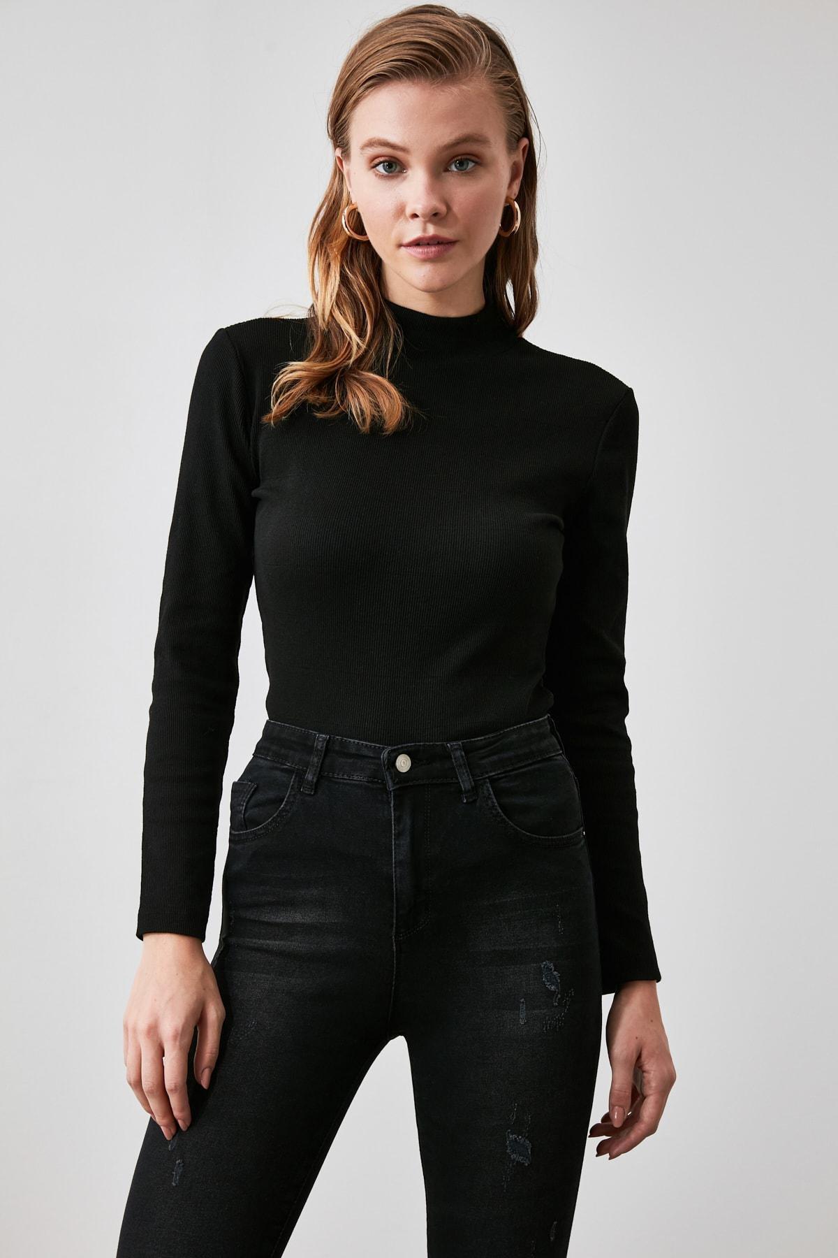 Black Fitted Blouse, Black, large image number 4