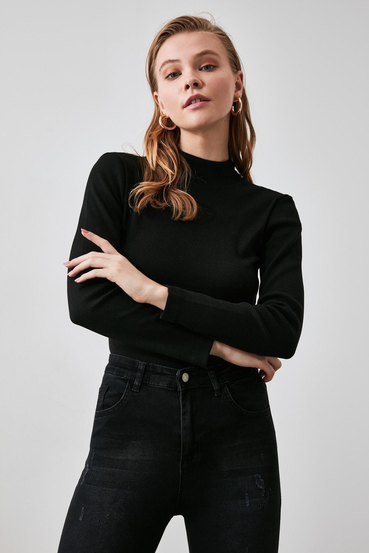 Black Fitted Blouse, Black, large image number 5