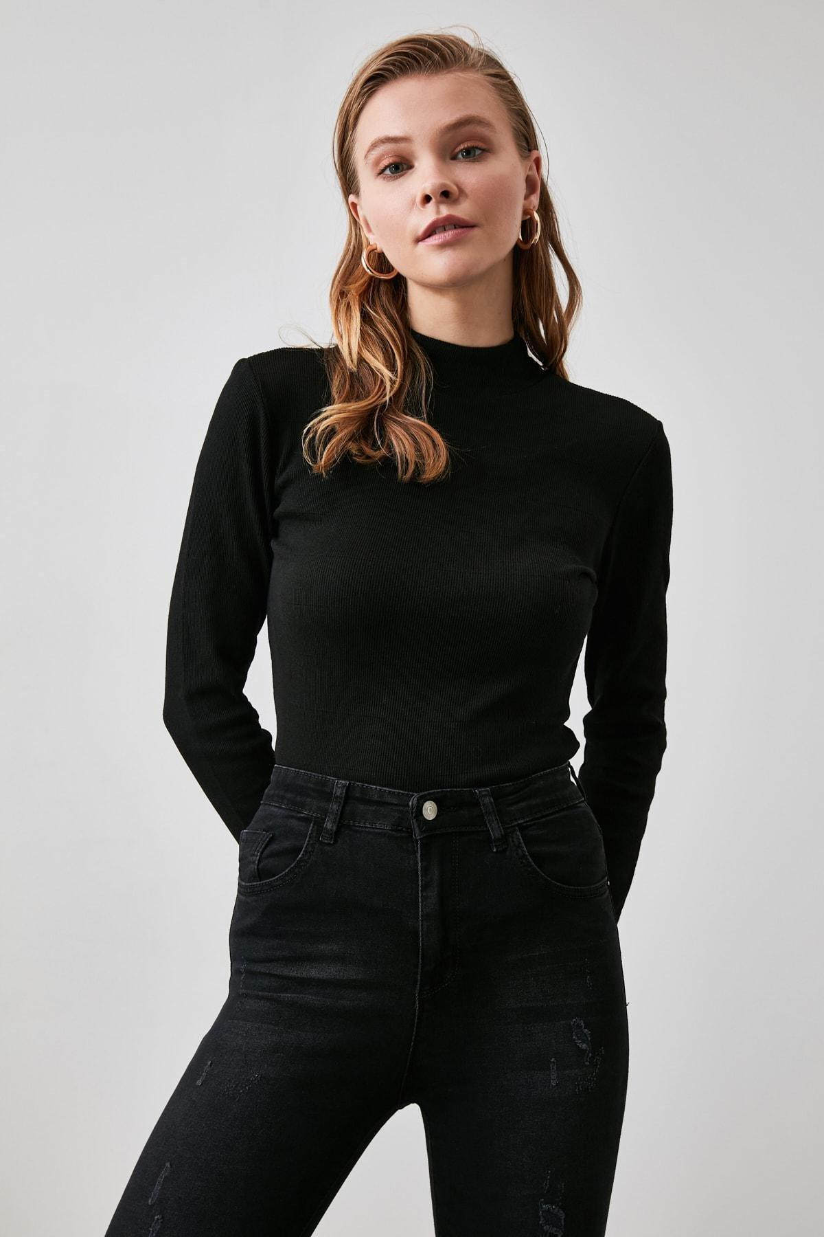 Black Fitted Blouse, Black, large image number 6