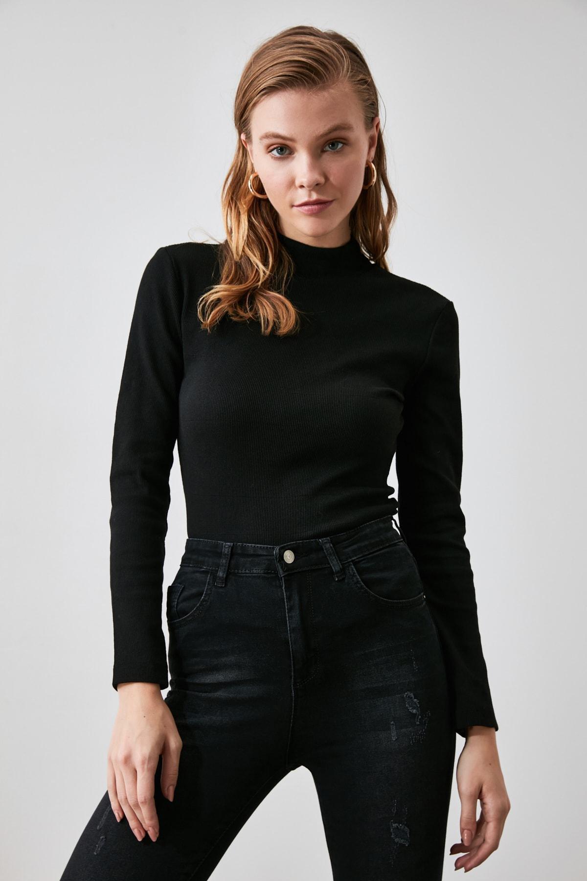 Black Fitted Blouse, Black, large image number 7