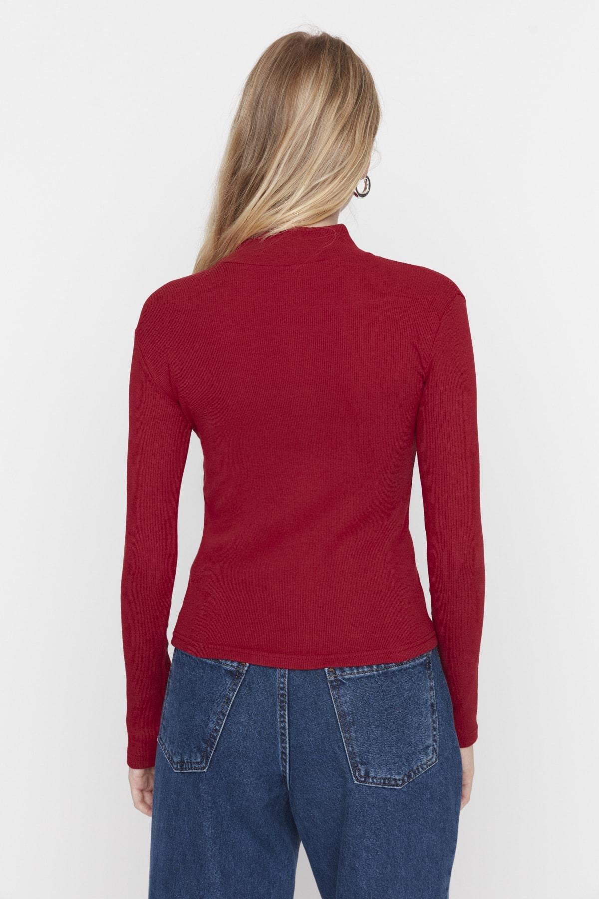 Burgundy Fitted Blouse, , large image number 3