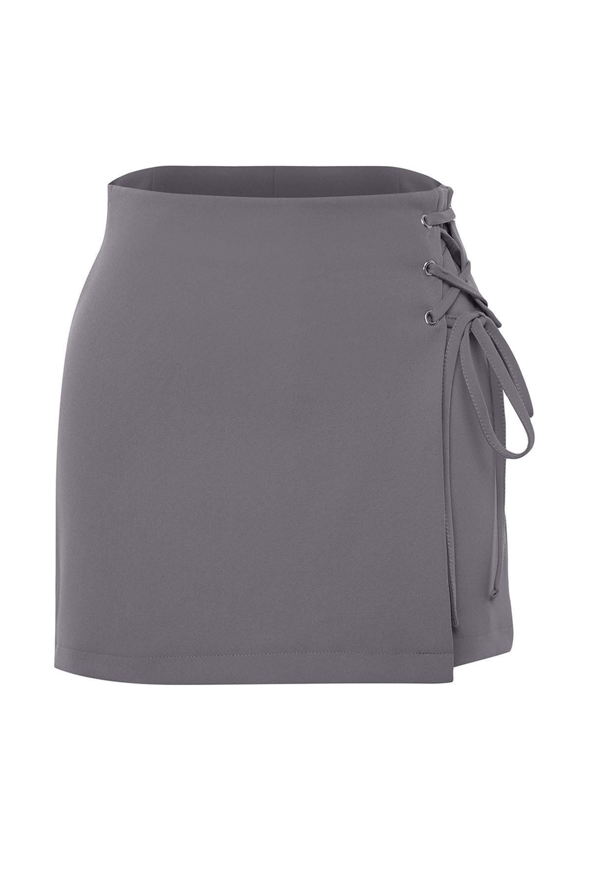 Grey Lace-Up Detail Skort, , large image number 5