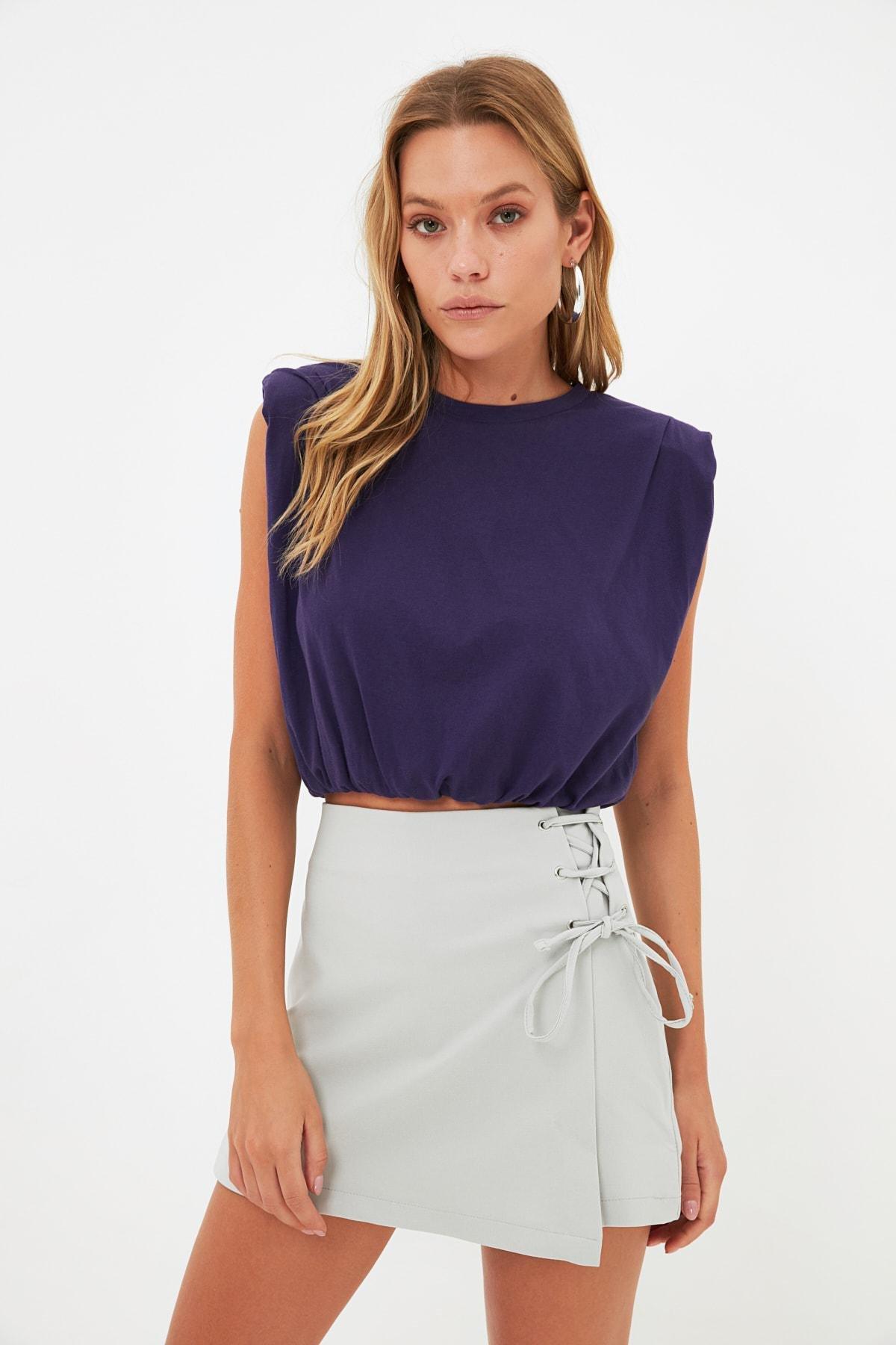 Grey High Waist Mini Shorts, , large image number 0