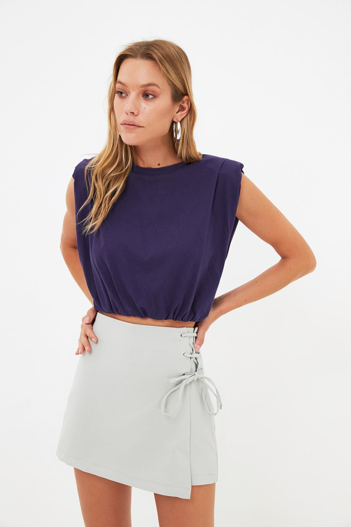 Grey High Waist Mini Shorts, , large image number 4