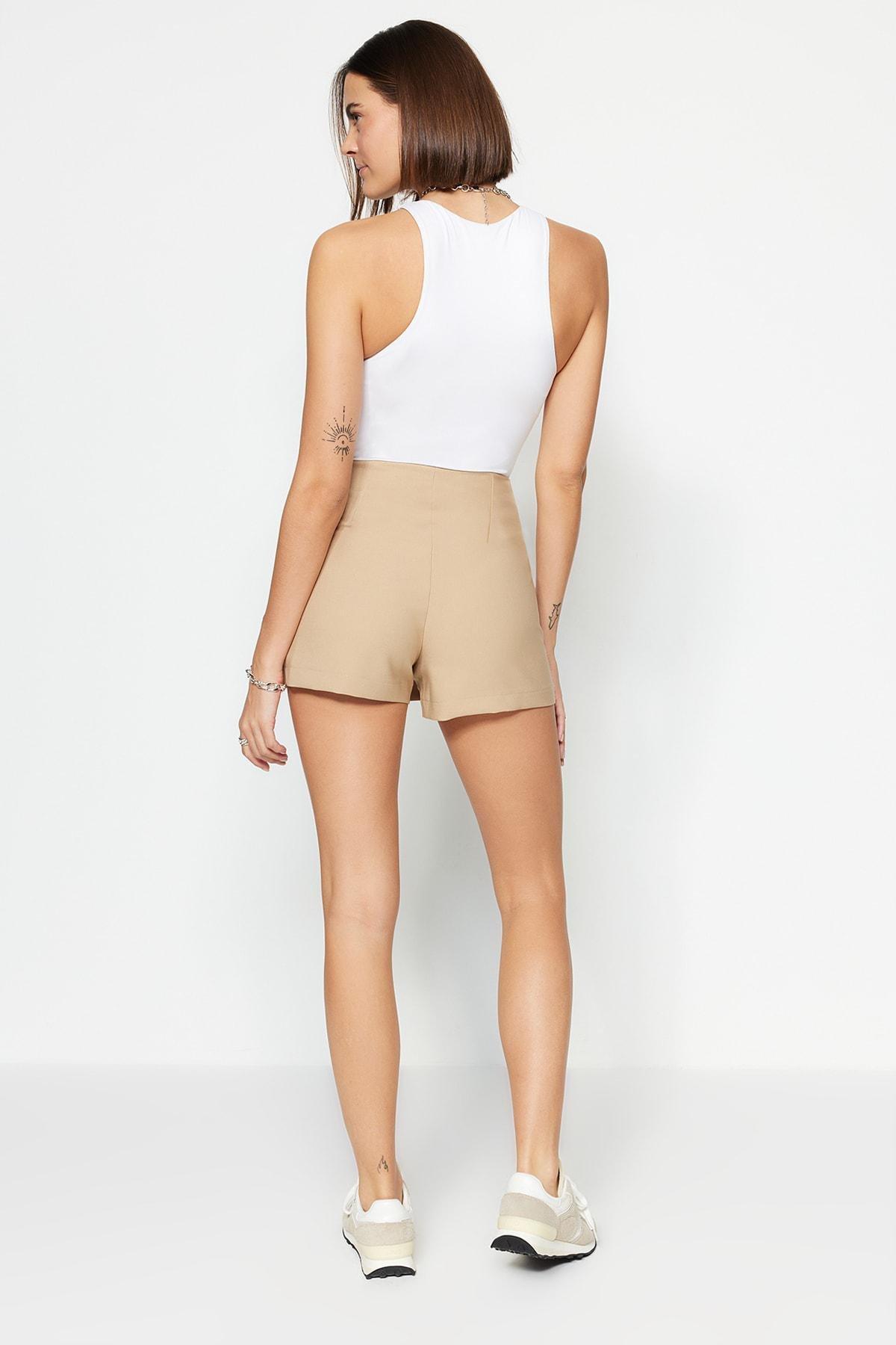 Grey High Waist Mini Shorts, , large image number 9