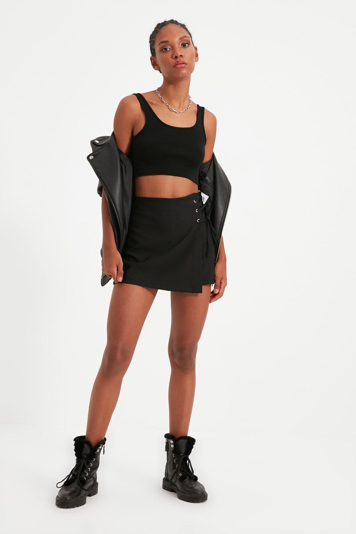 Black High Waist Shorts, , large image number 1