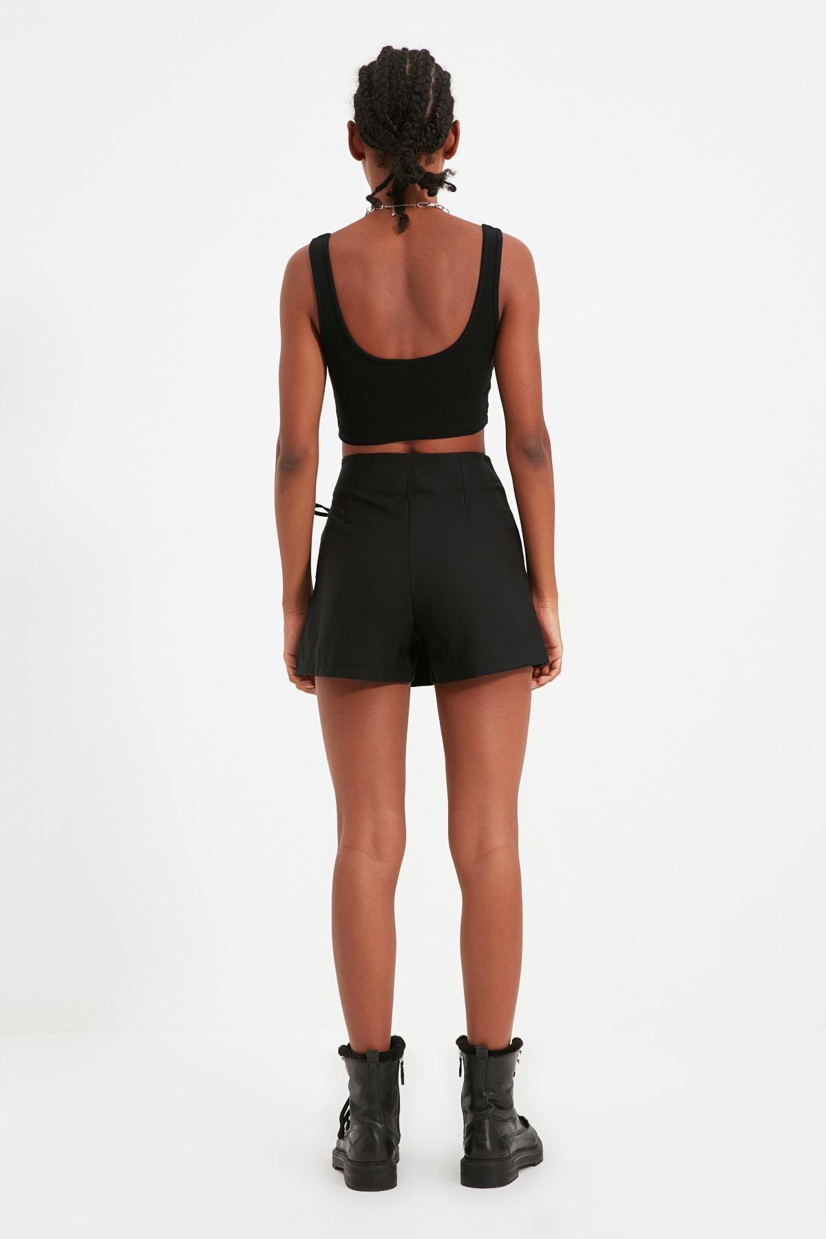 Black High Waist Shorts, , large image number 4