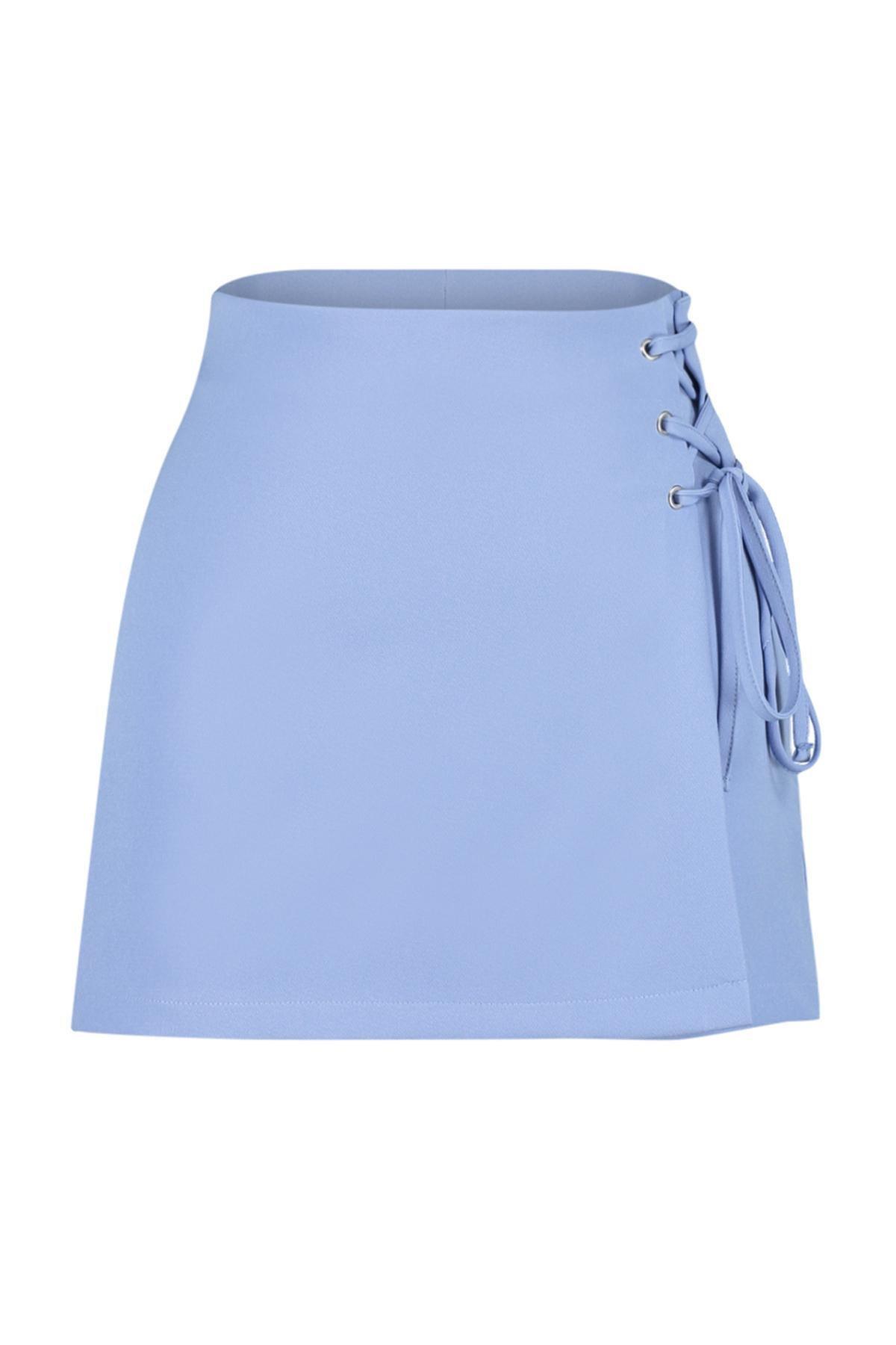 Blue High Waist Skort, , large image number 5
