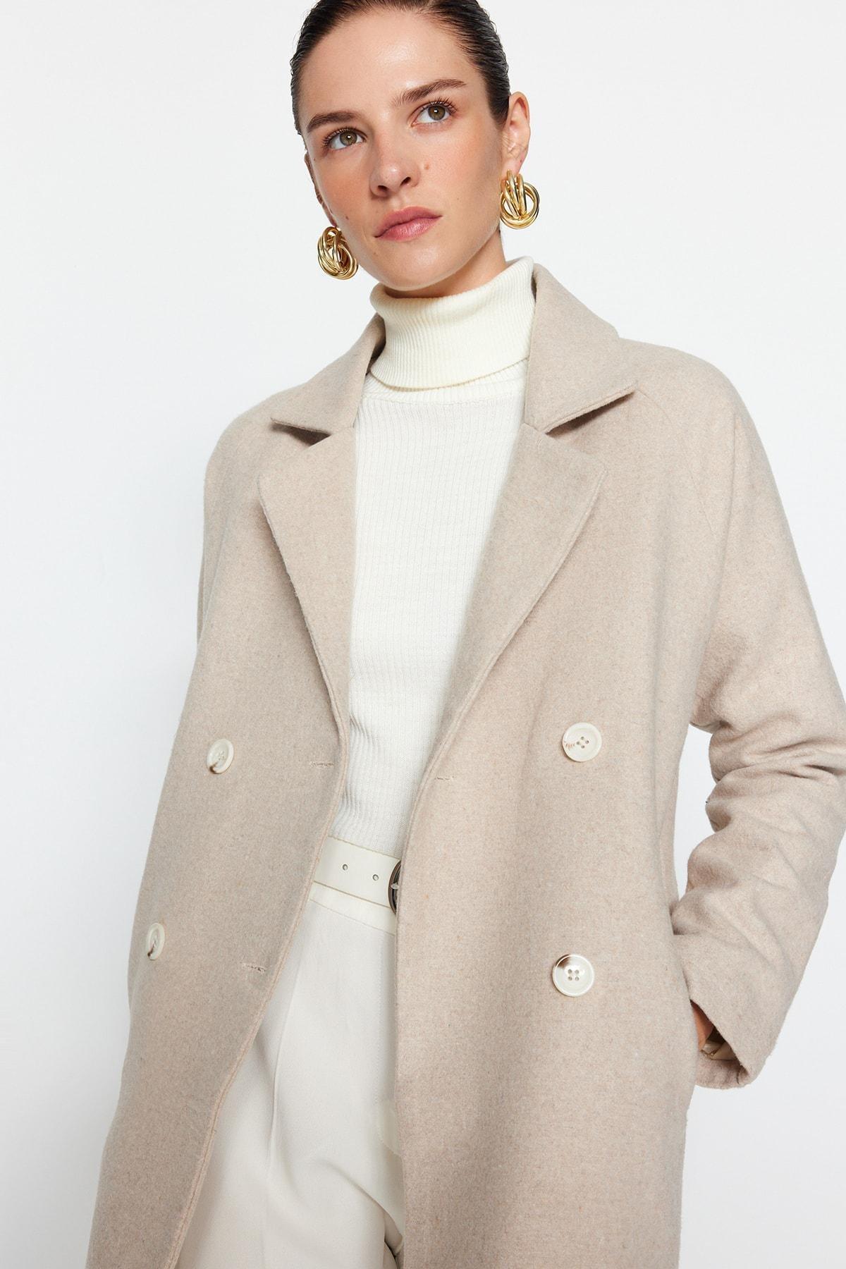 Gray Double Midi Coat, , large image number 4