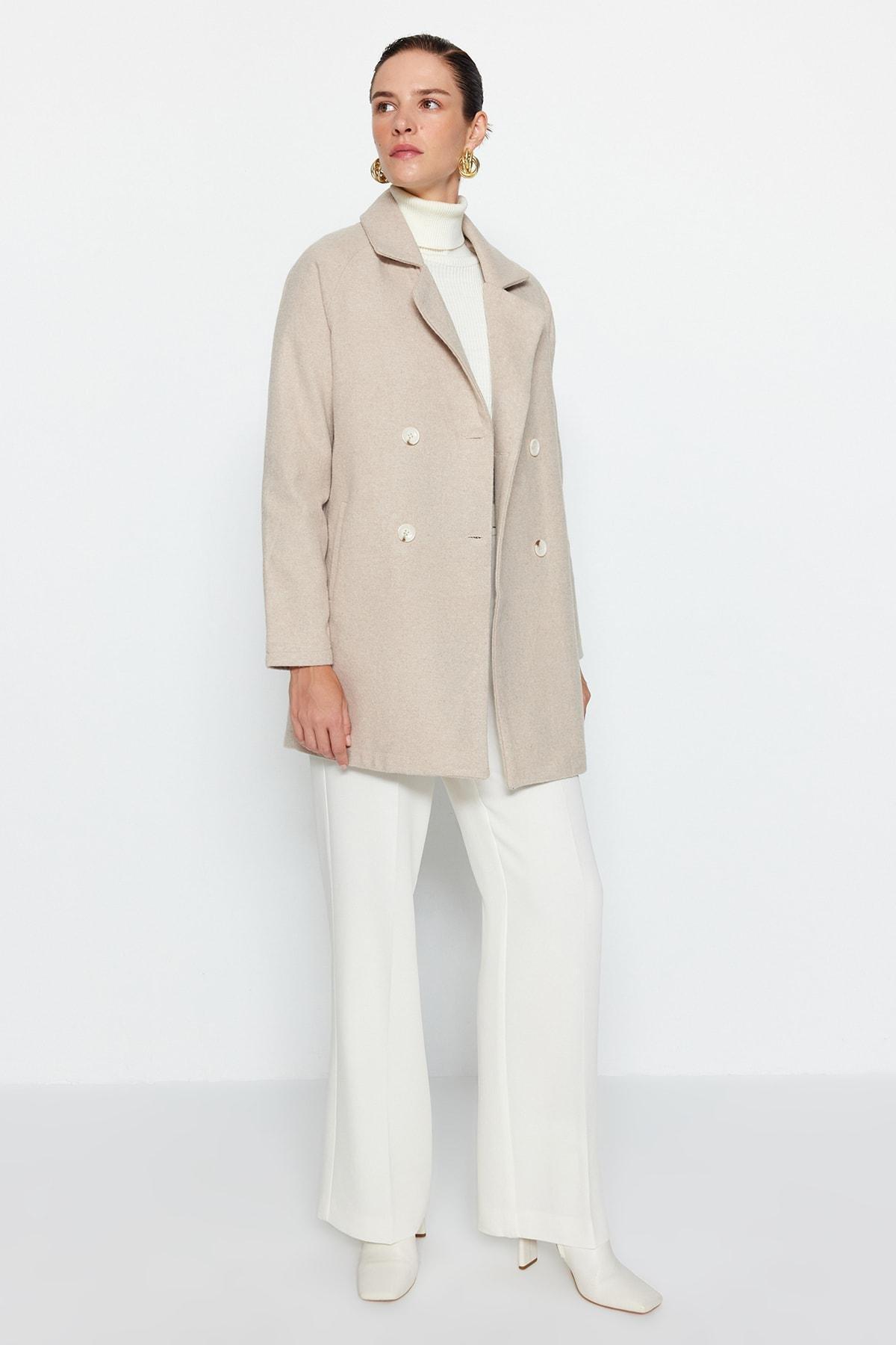 Gray Double Midi Coat, , large image number 6