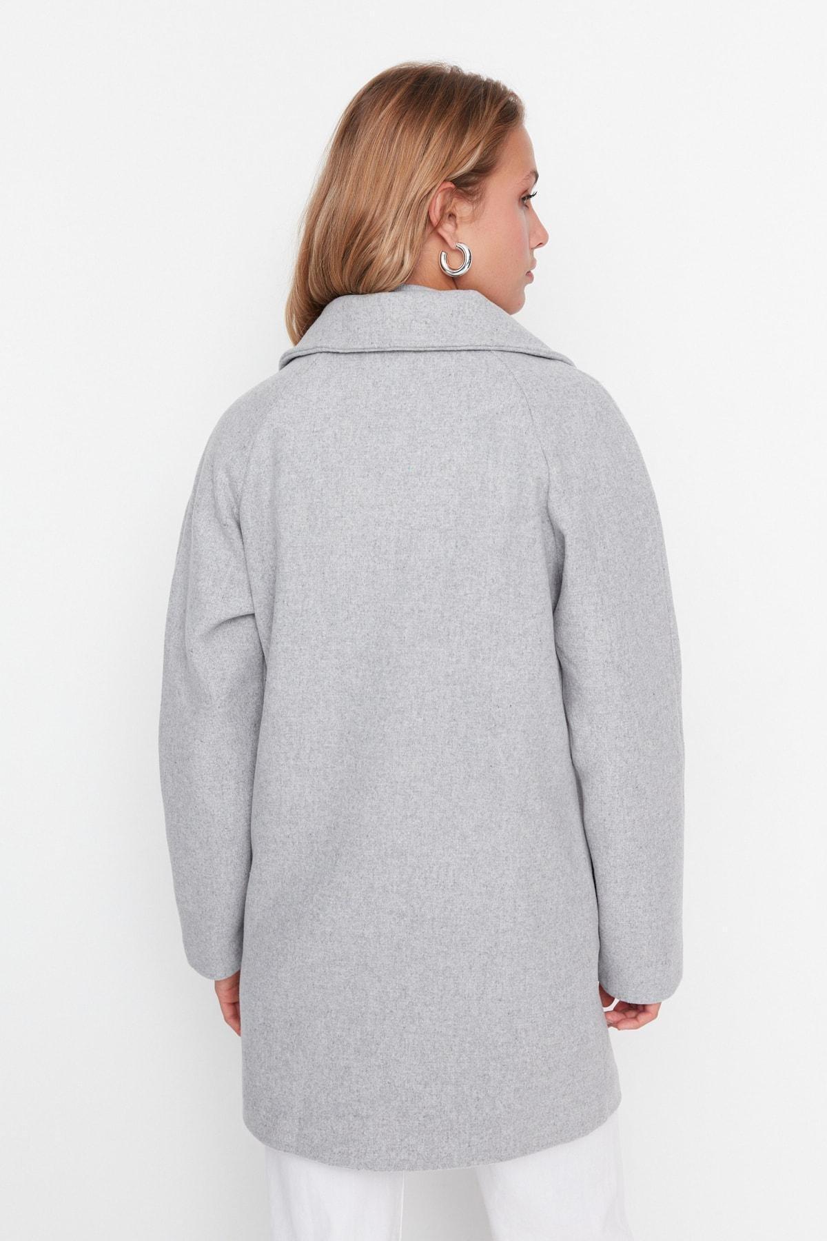 Gray Double Midi Coat, , large image number 9