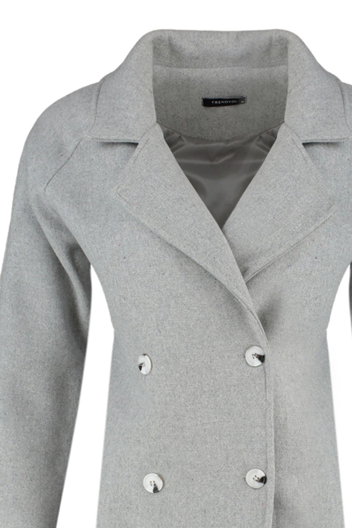 Gray Double Midi Coat, , large image number 11