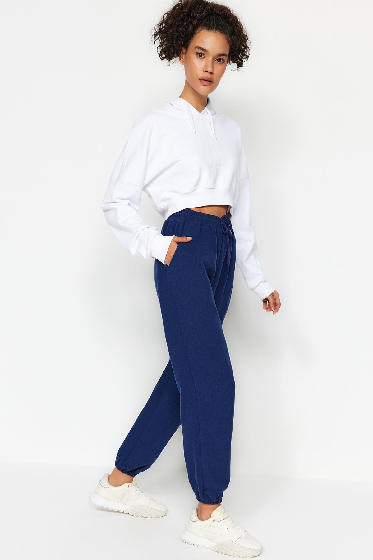 Navy Pocketed Sportswear Sweatpants, , large image number 1