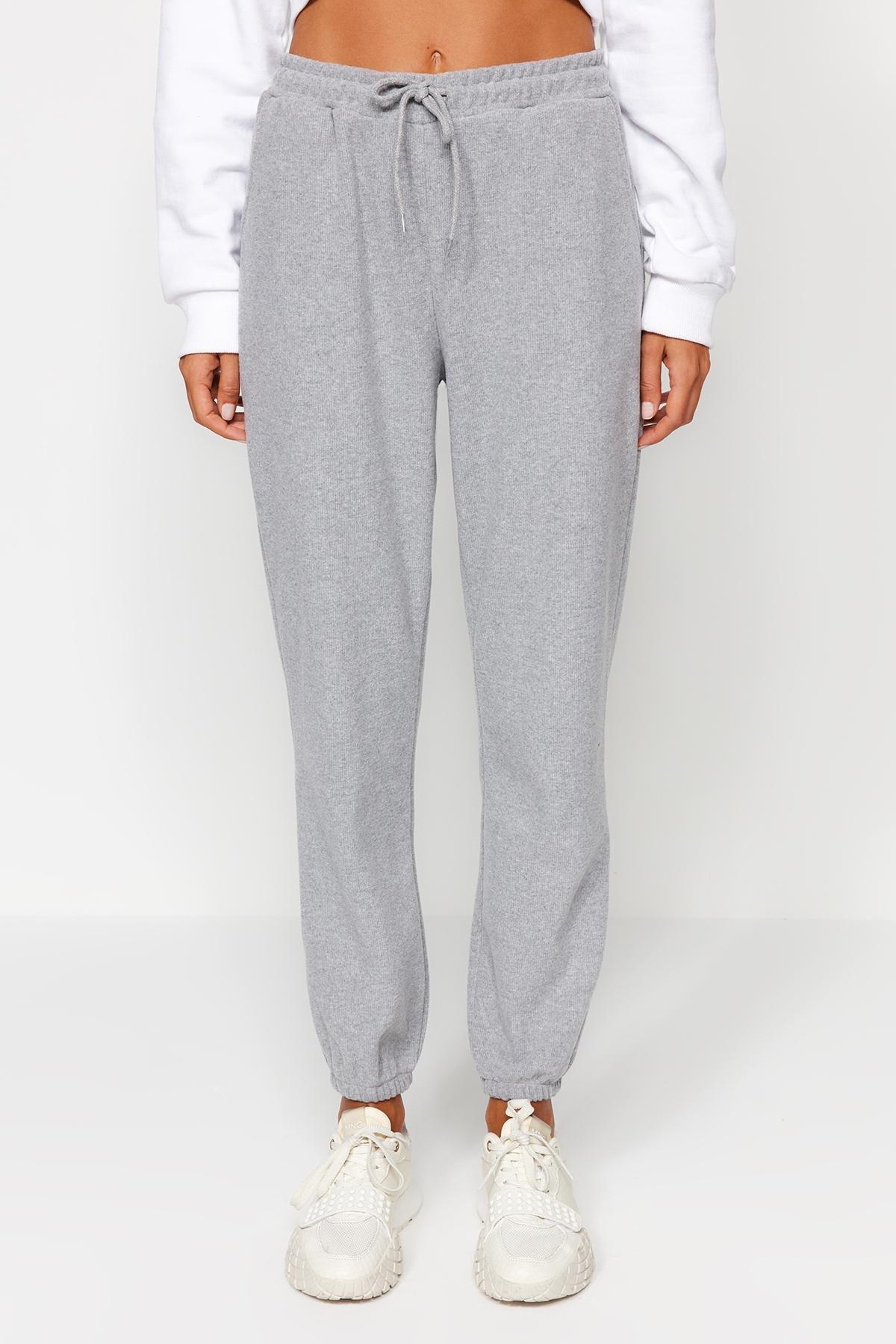 Grey Knitted Sports Sweatpants, , large image number 3
