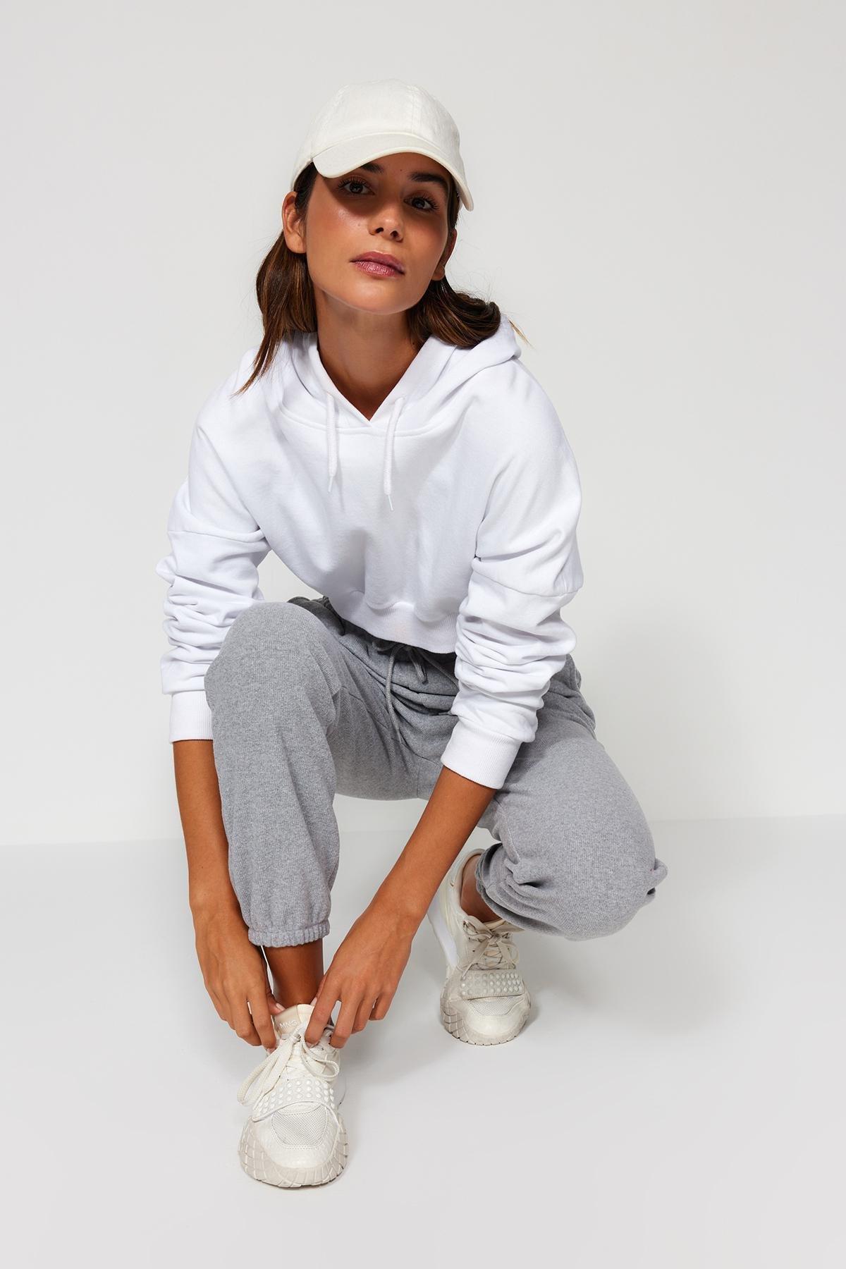 Grey Knitted Sports Sweatpants, , large image number 6