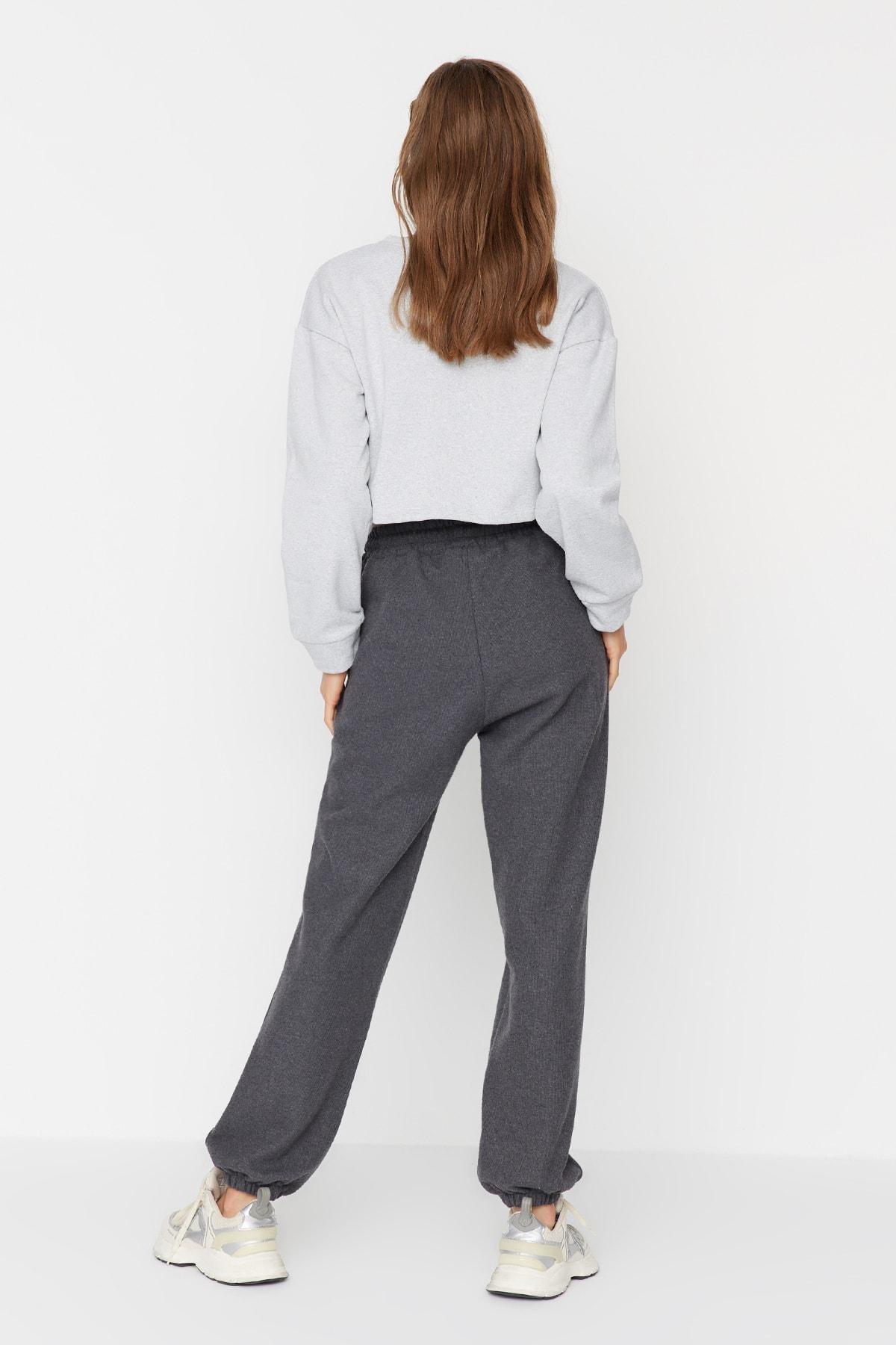Grey Knitted Sports Sweatpants, , large image number 8
