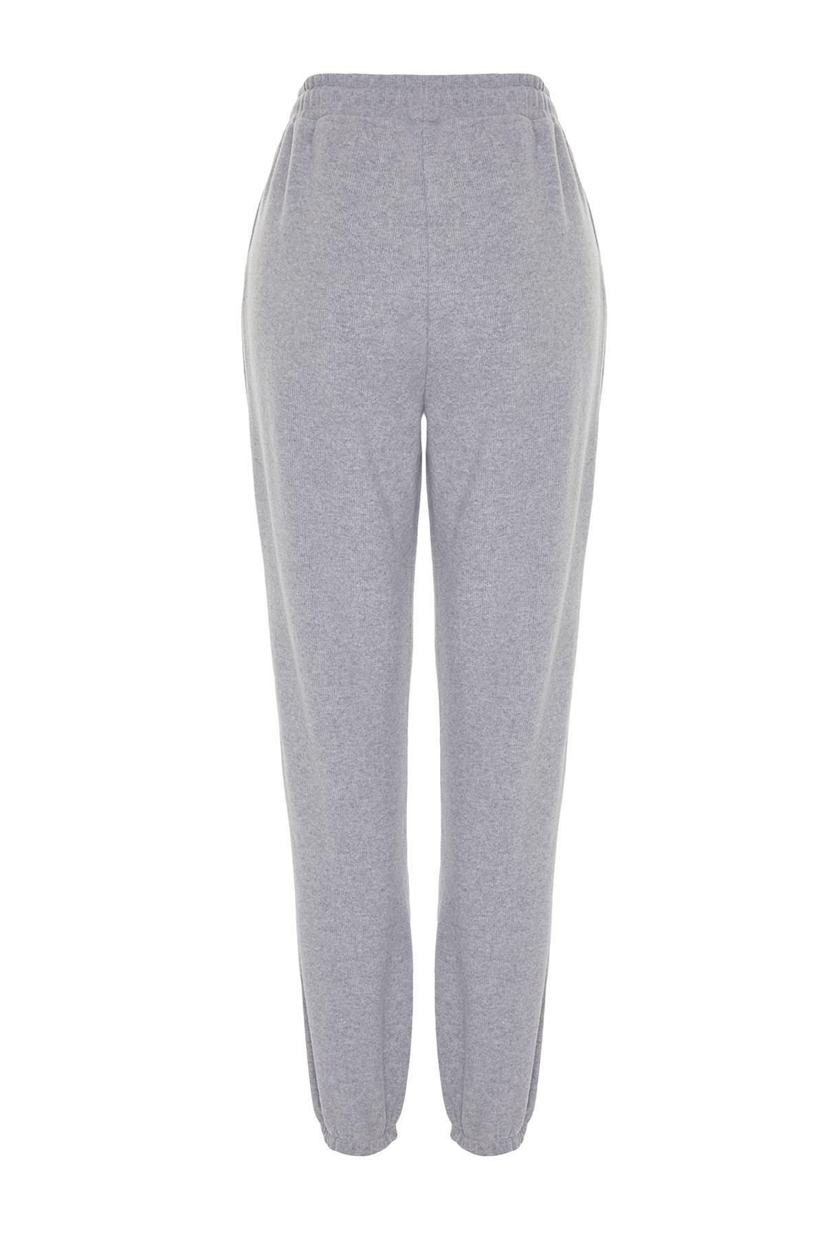 Grey Knitted Sports Sweatpants, , large image number 13