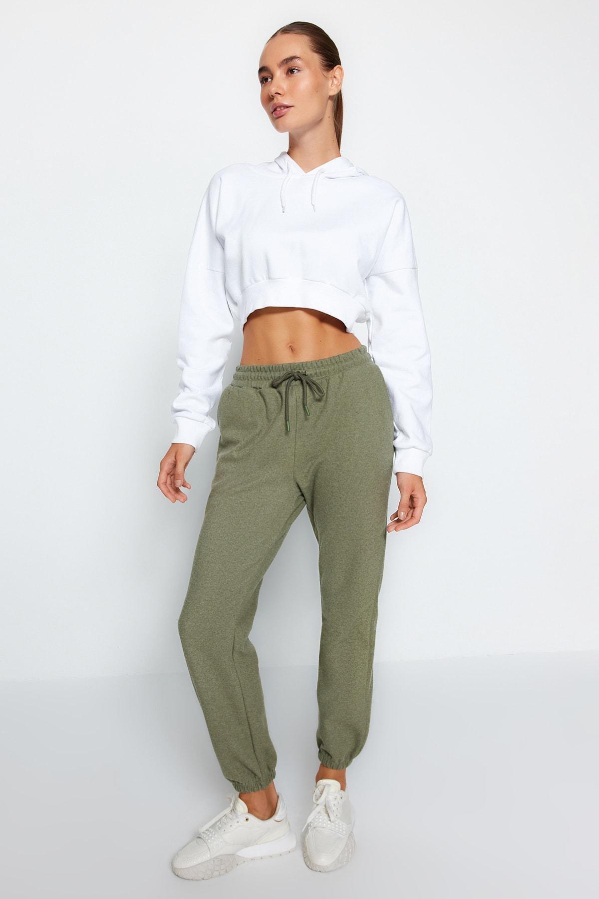 Khaki Relaxed Sweatpants, , large image number 3