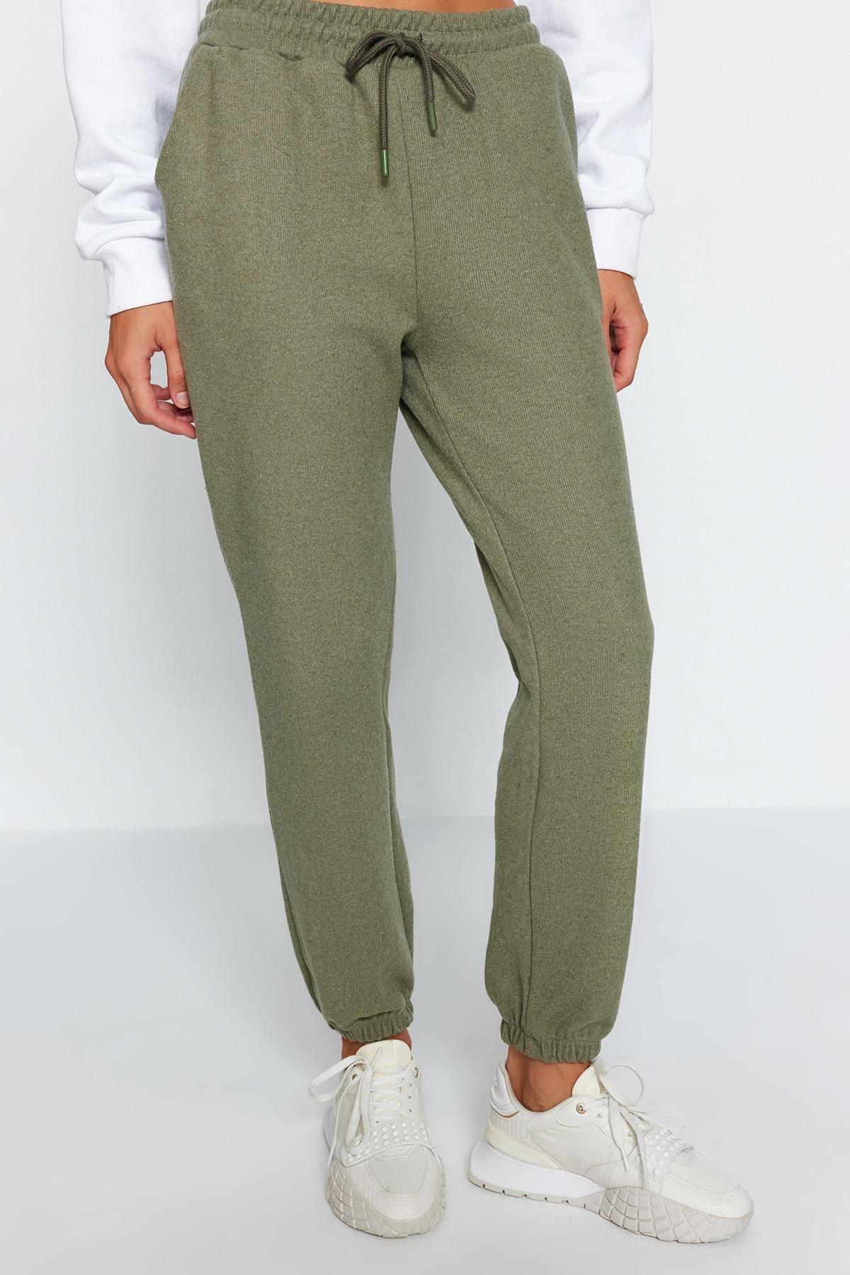 Khaki Relaxed Sweatpants, , large image number 4